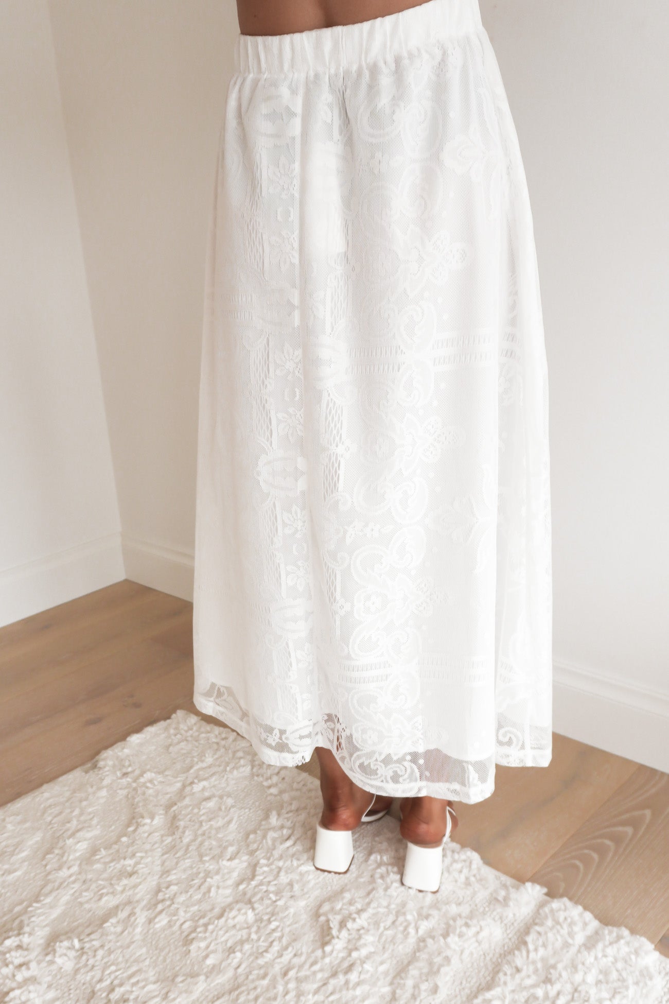 Daynah Lace Maxi Skirt White
