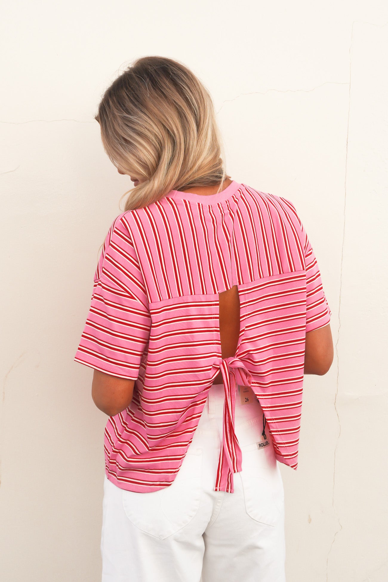 Delila Stripe Tee Pink Red