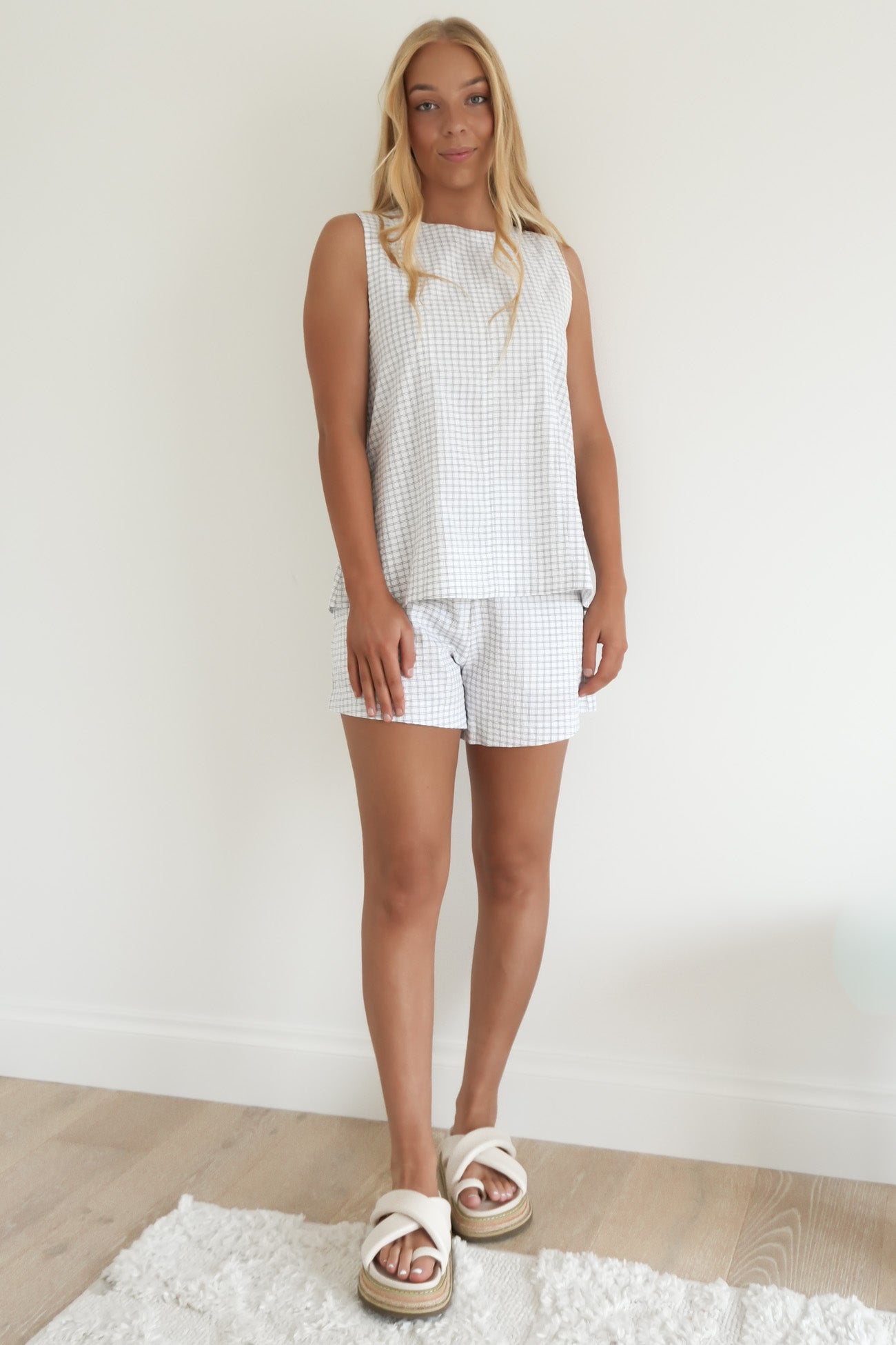 Demi Short White Check