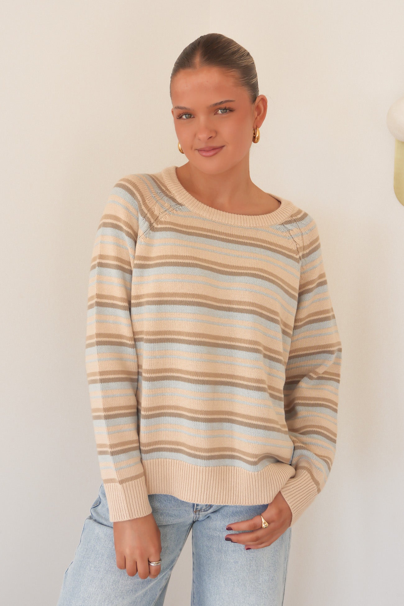 Distant Shores Striped Sweater Baby Blue