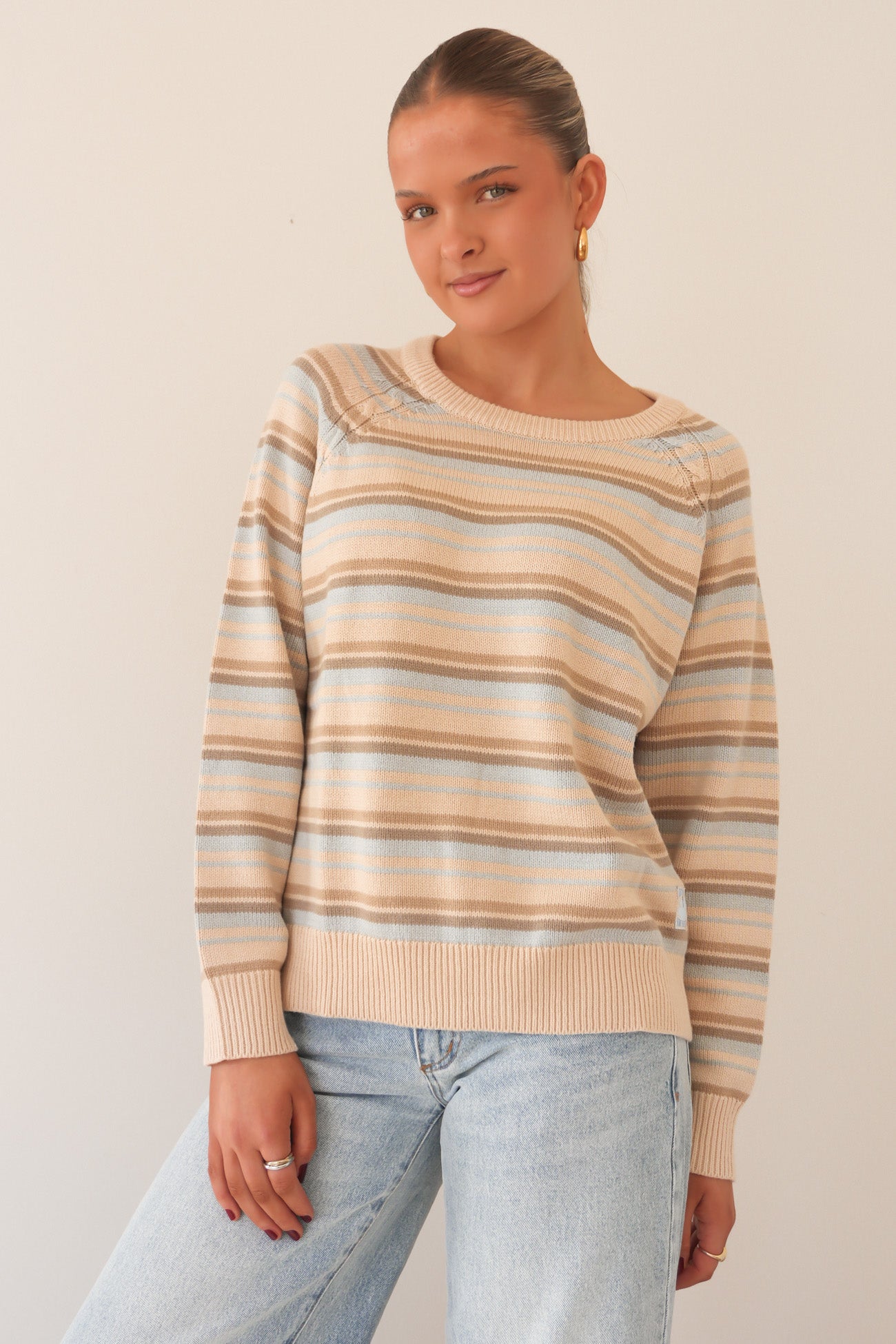 Distant Shores Striped Sweater Baby Blue