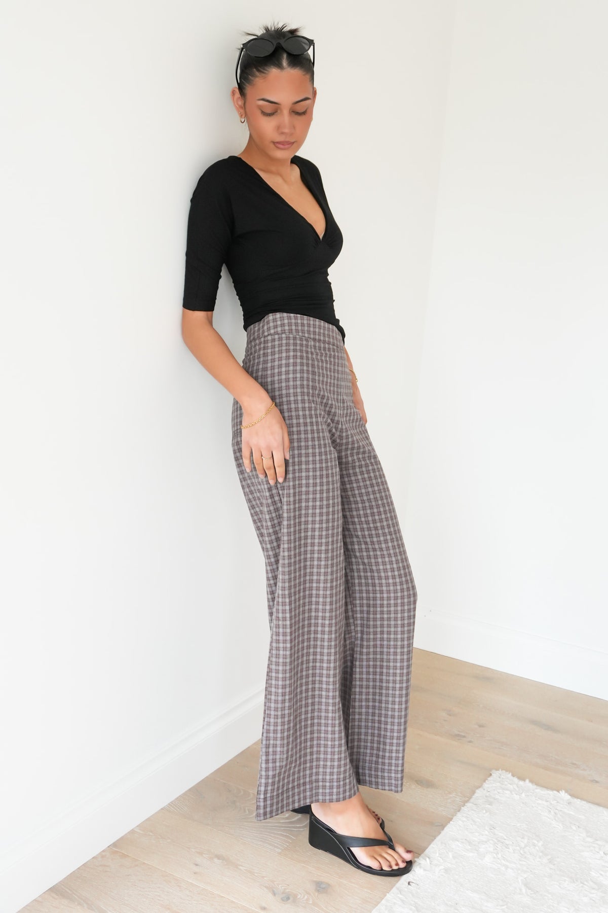 Dorothy Pant Blue Chocolate Checker