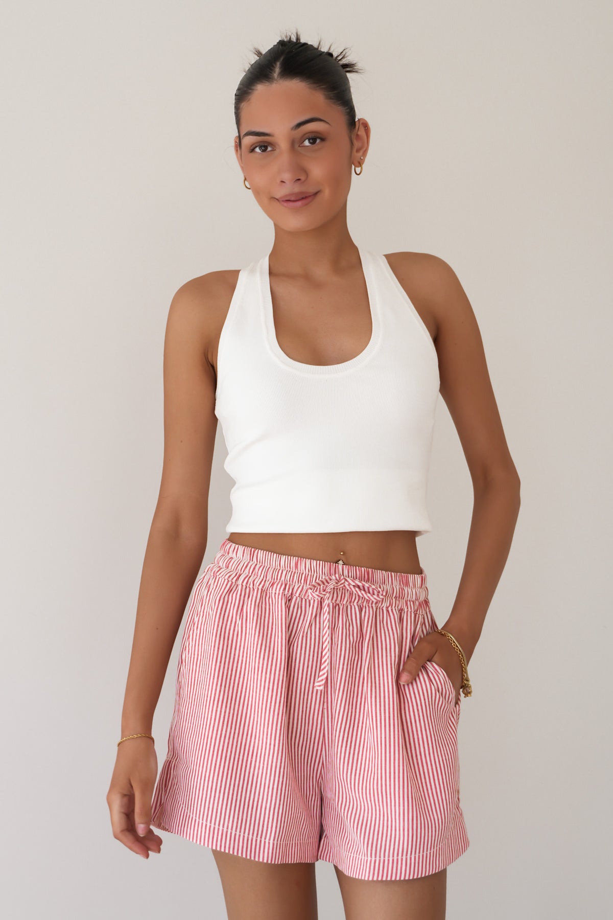 Echo Short Red White Stripe