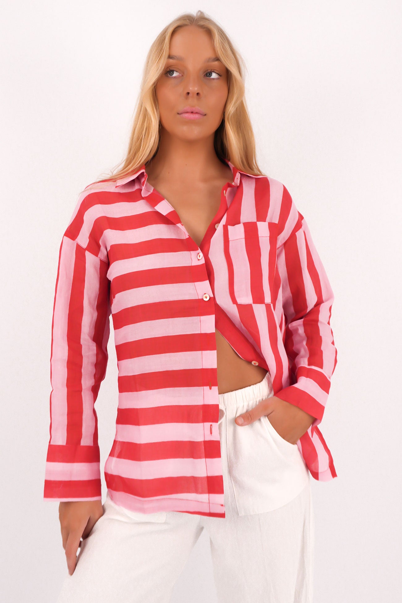 Elektra Long Sleeve Shirt Pink Red