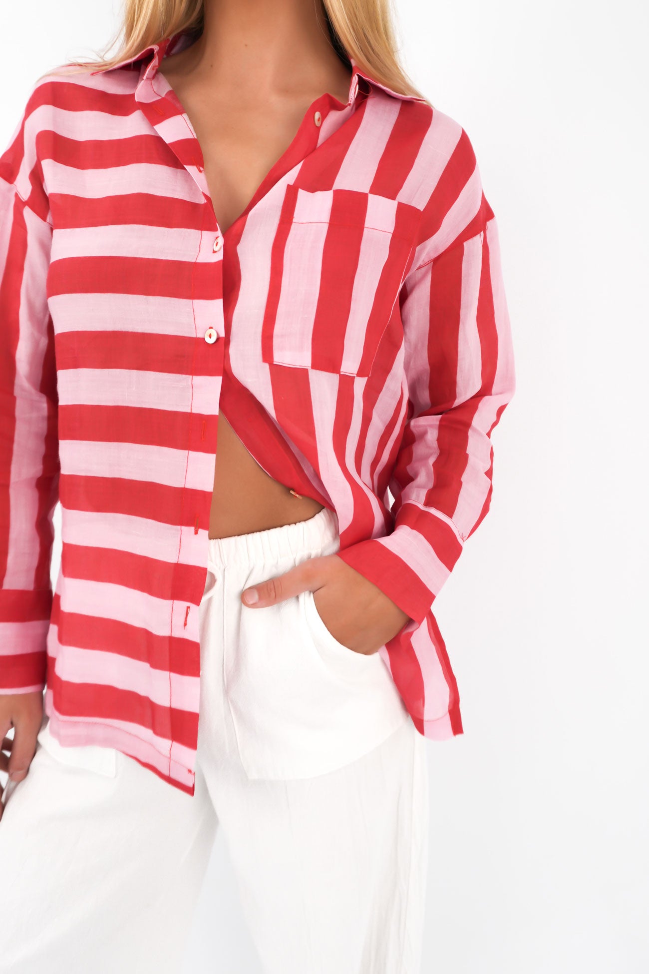Elektra Long Sleeve Shirt Pink Red