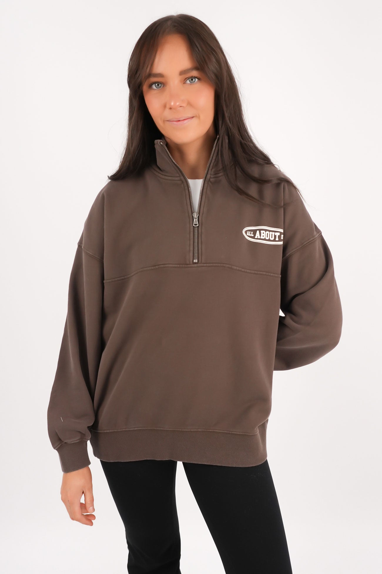 Elevated Relaxed 1/4 Zip Brown