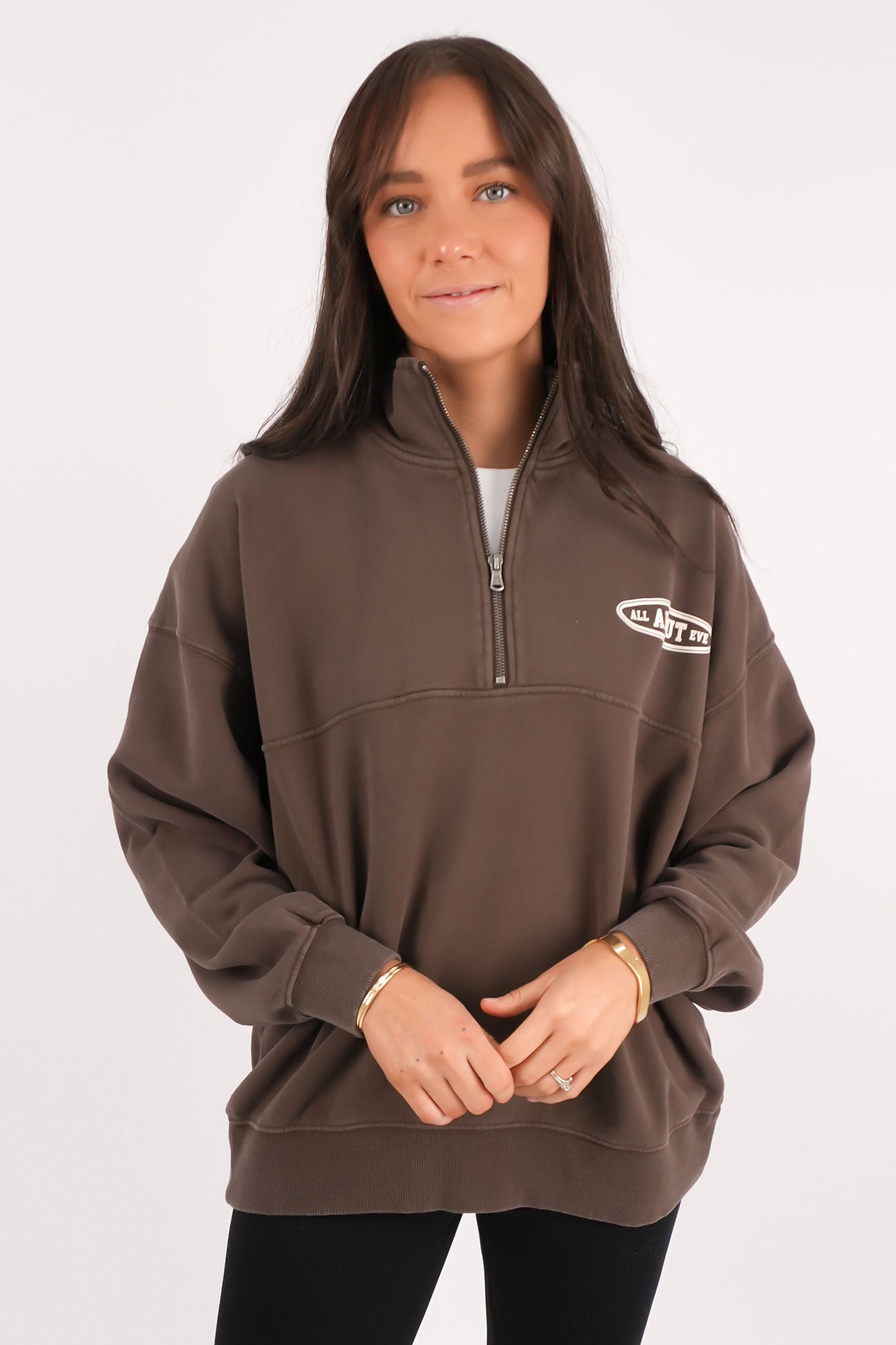 Elevated Relaxed 1/4 Zip Brown