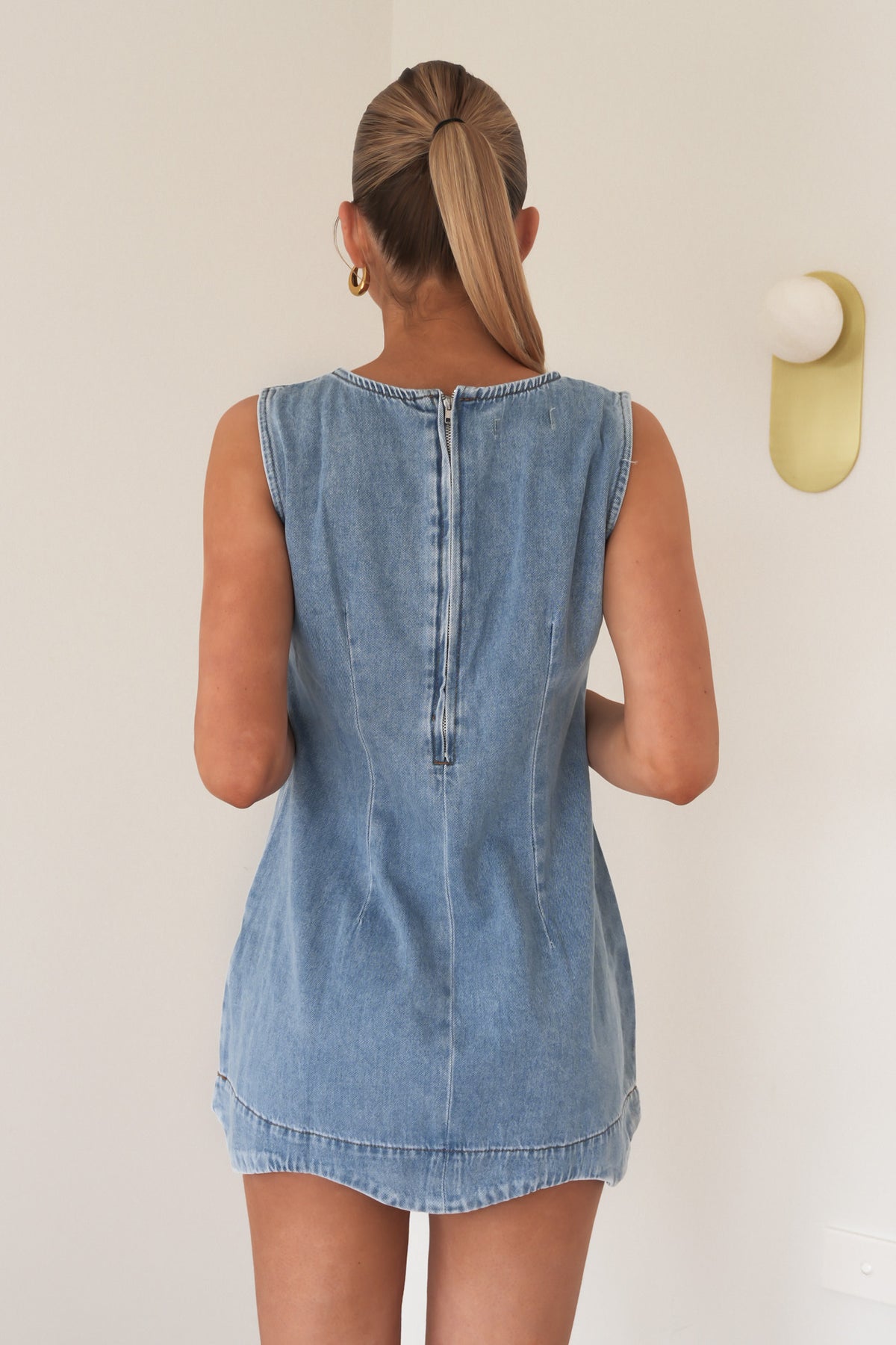Elexis Denim Mini Dress Blue