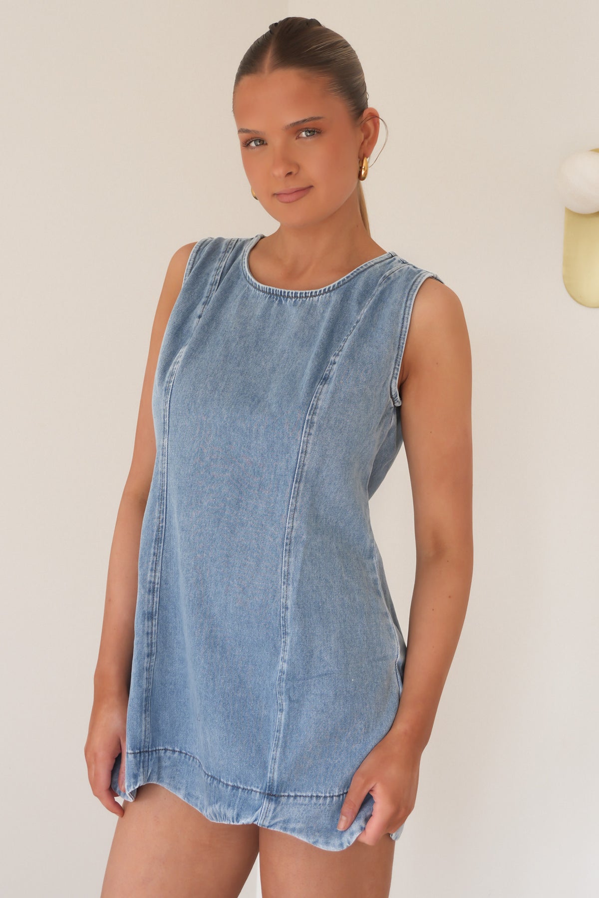 Elexis Denim Mini Dress Blue
