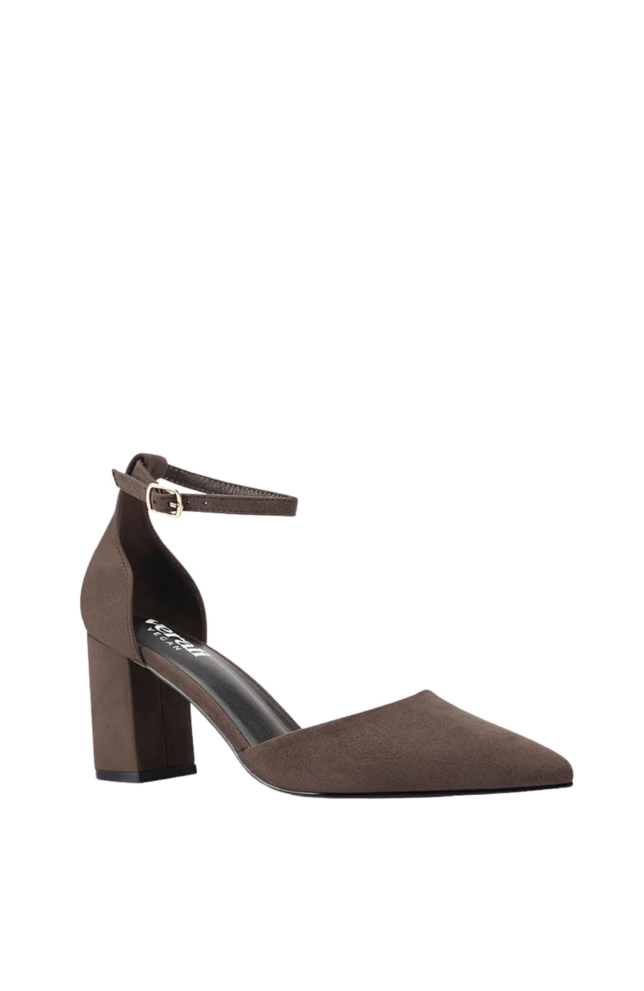 Eli Closed Toe Block Heels Chocolate Brown Micro