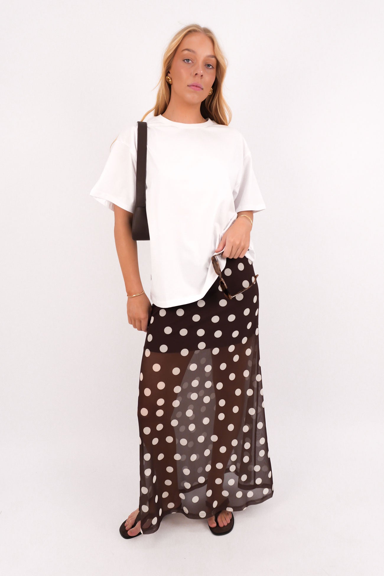 Elsie Maxi Skirt Chocolate Polka Dot