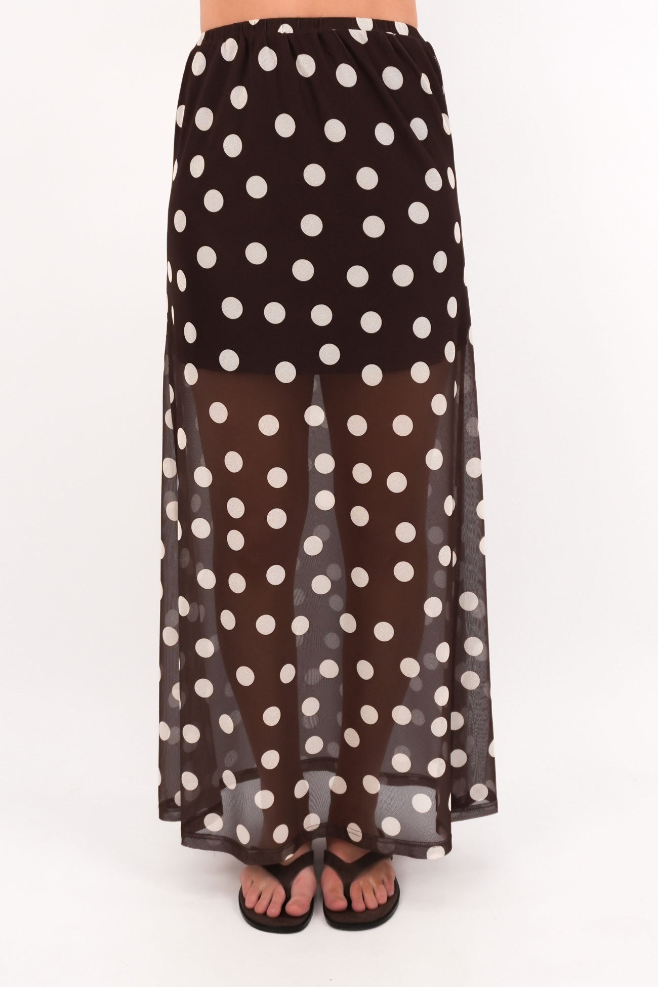 Elsie Maxi Skirt Chocolate Polka Dot