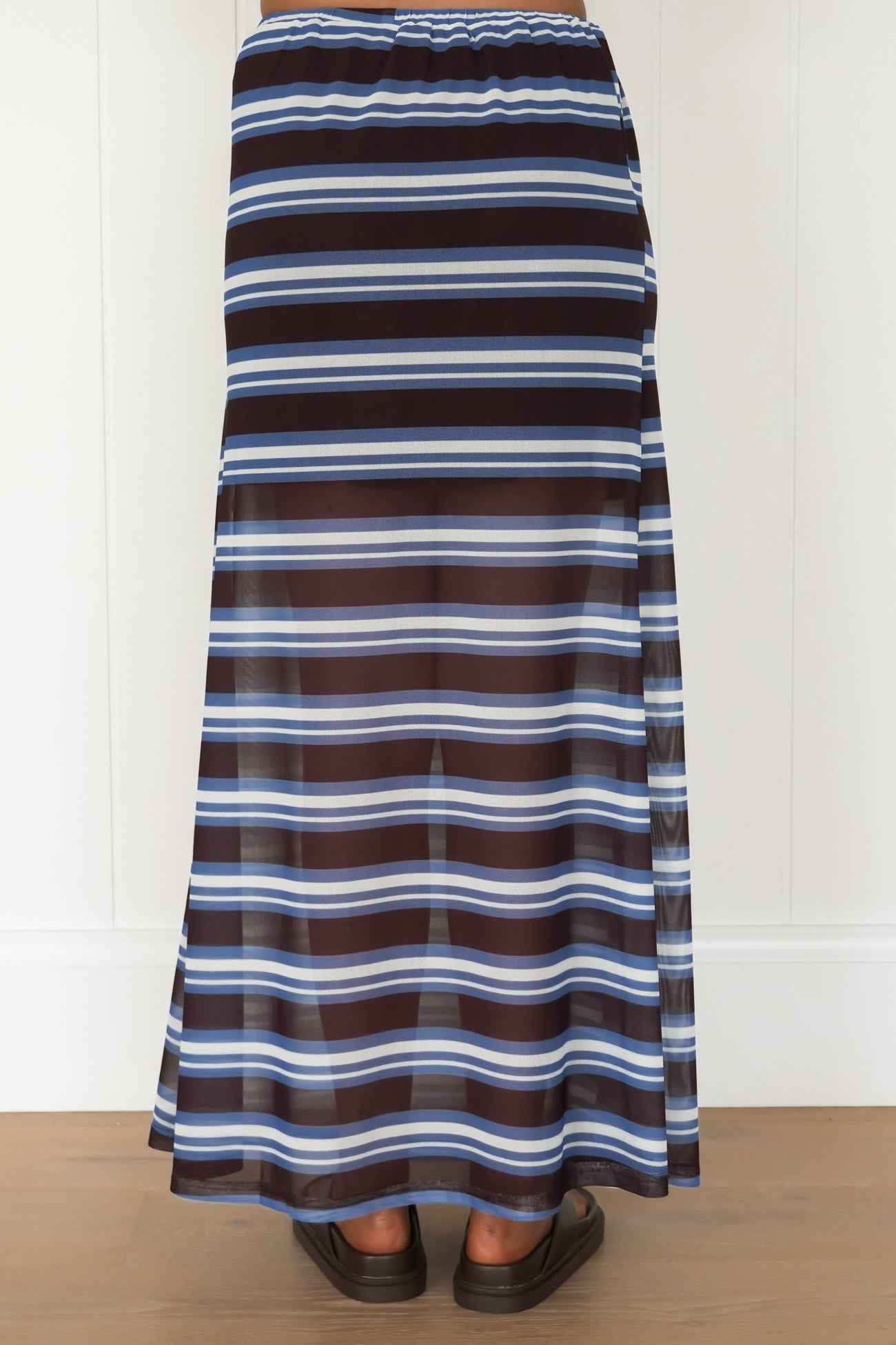 Elsie Maxi Skirt Blue Chocolate Stripe