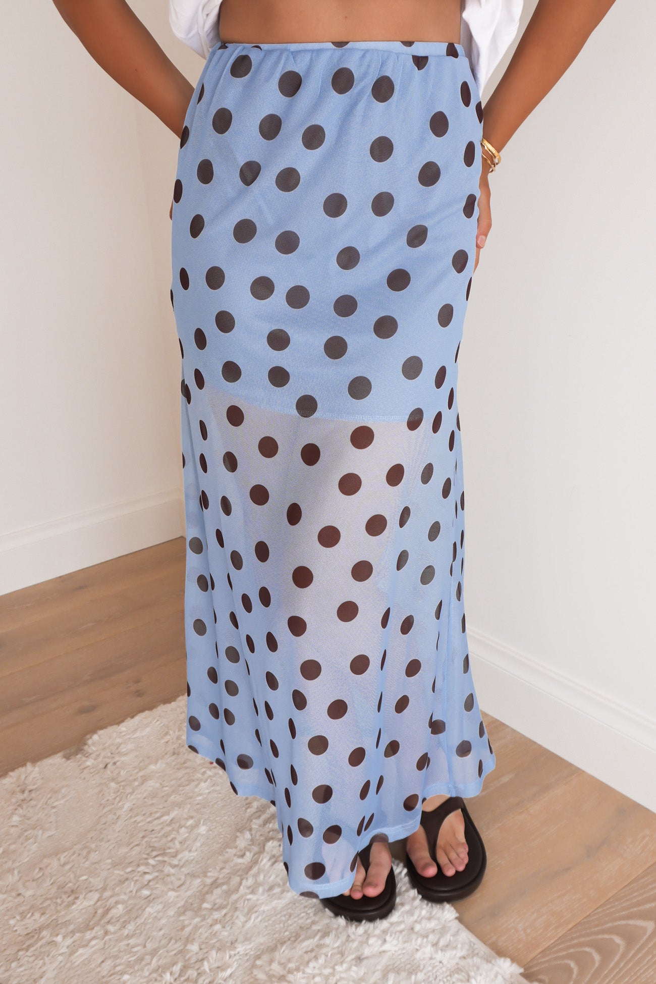Elsie Maxi Skirt Bright Blue Polka Dot