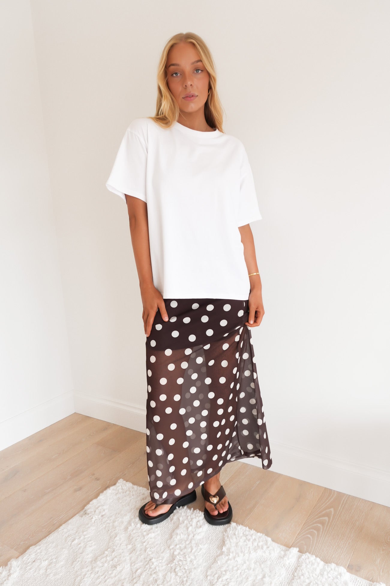 Elsie Maxi Skirt Chocolate Polka Dot