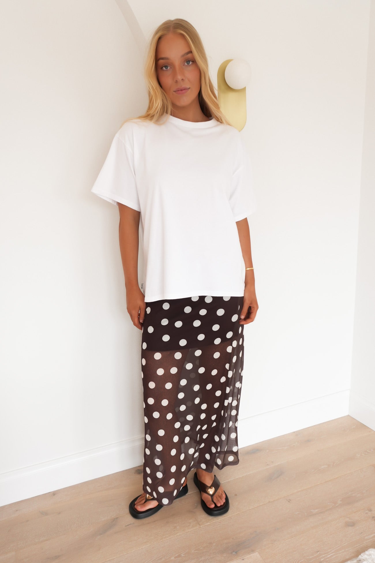 Elsie Maxi Skirt Chocolate Polka Dot