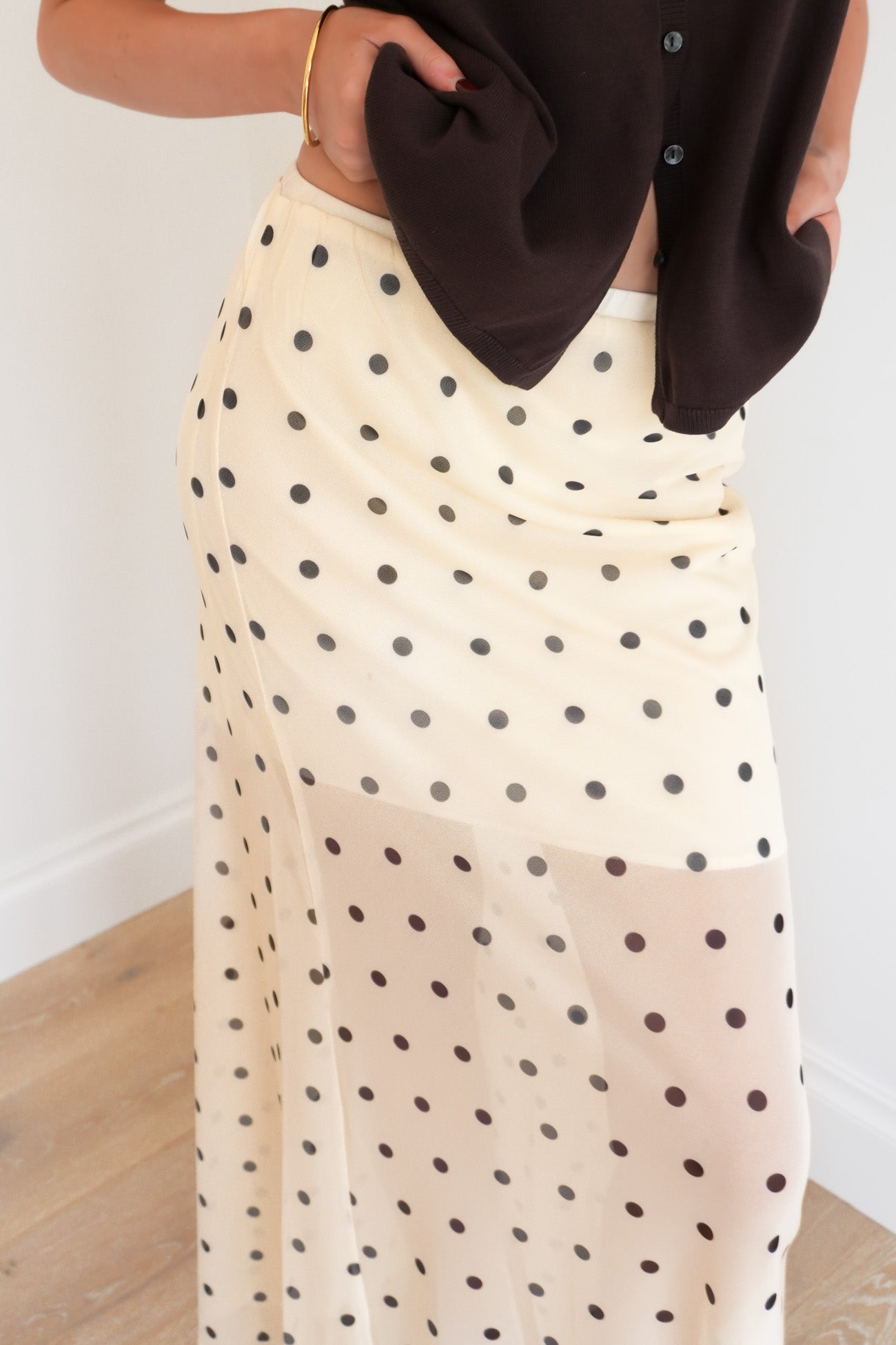 Elsie Maxi Skirt Cream Polka Dot