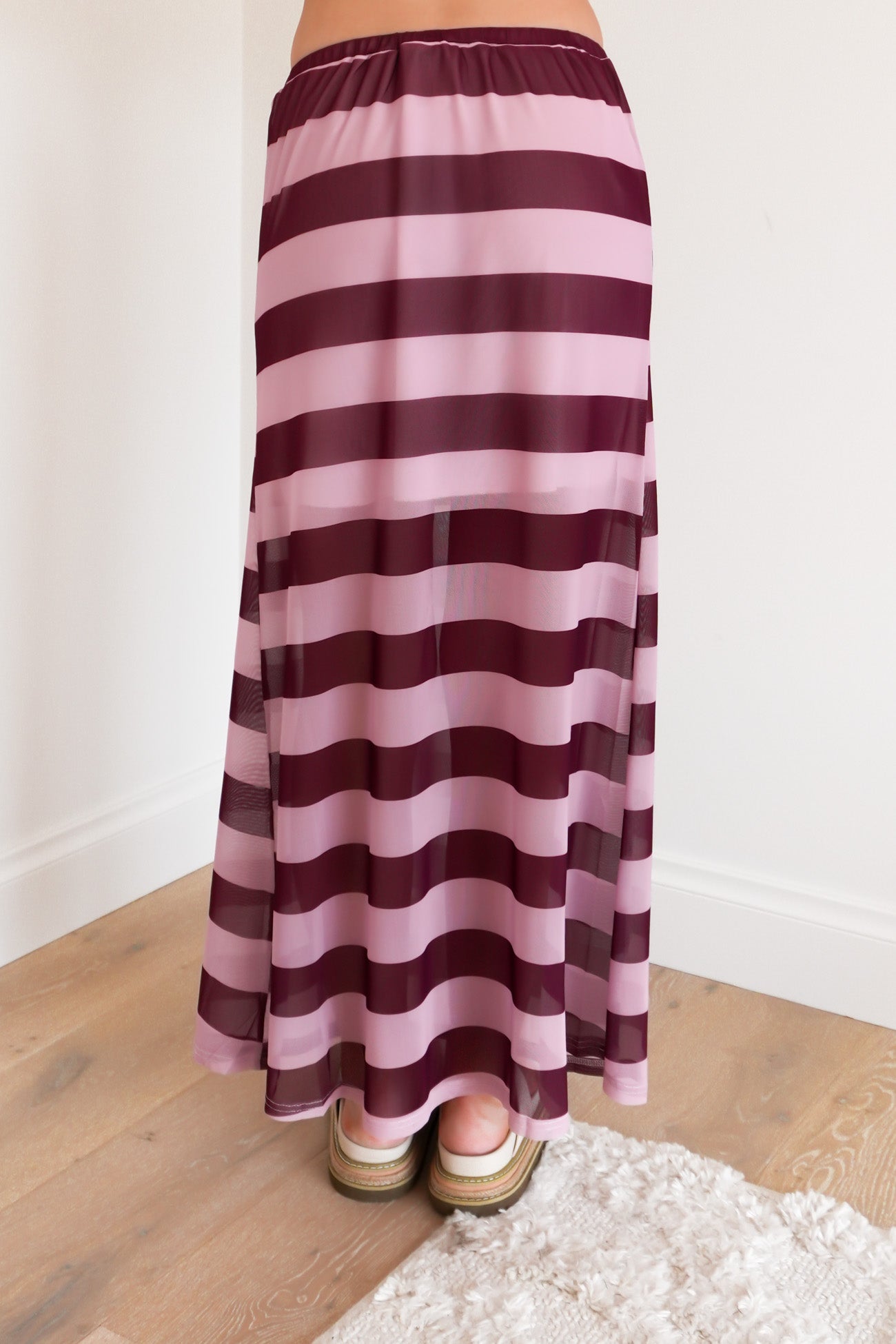 Elsie Maxi Skirt Pink Wine Stripe