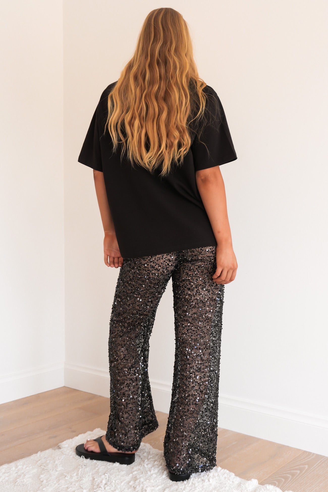 Elyse Sequin Pant Black