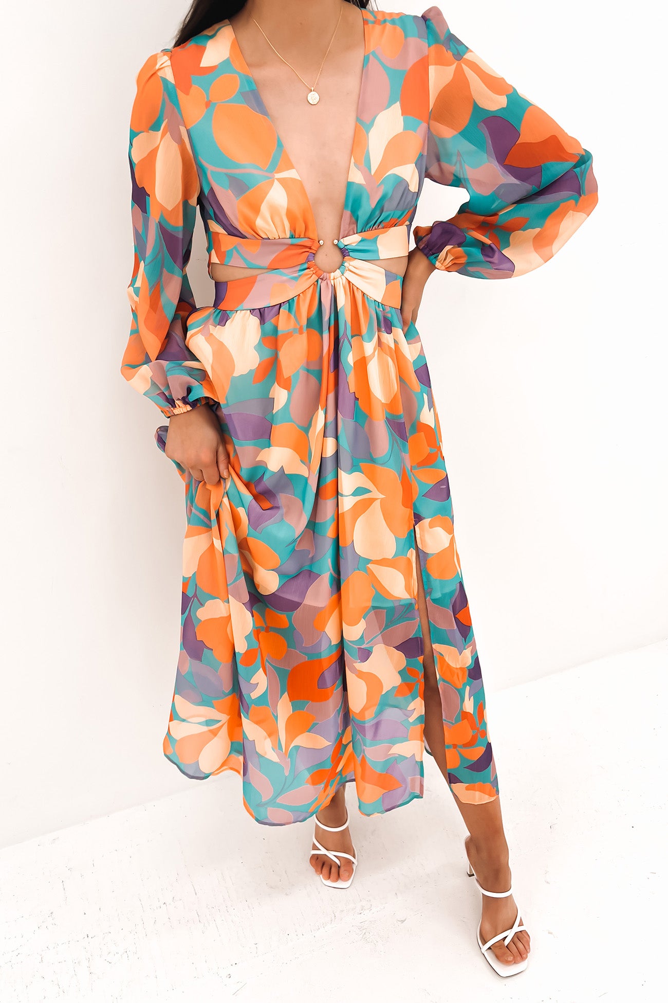 Emmett Midi Dress Orange Multi