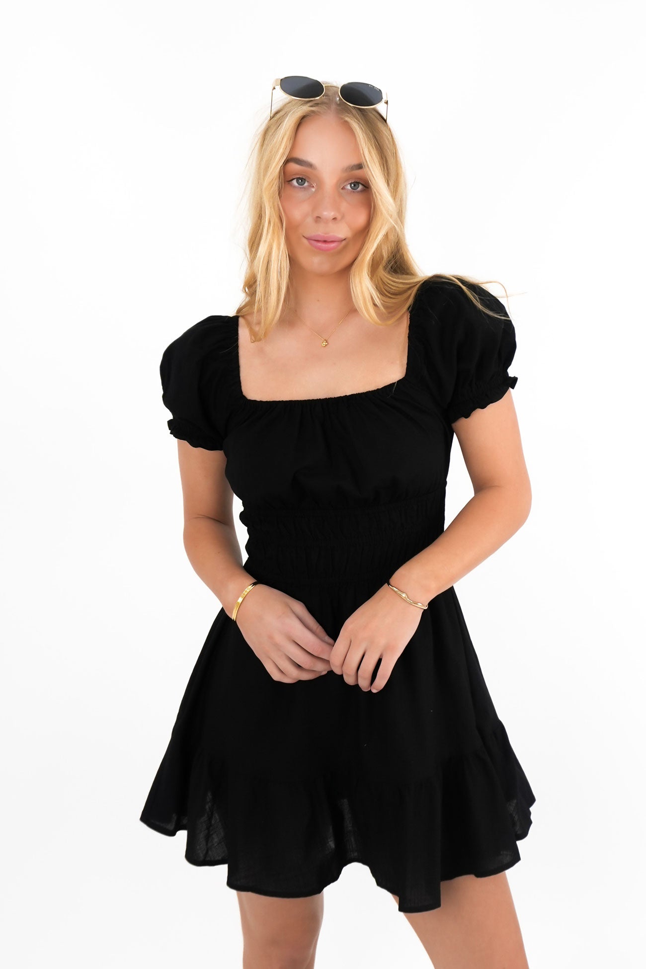 Essential Short Sleeve Mini Dress Black