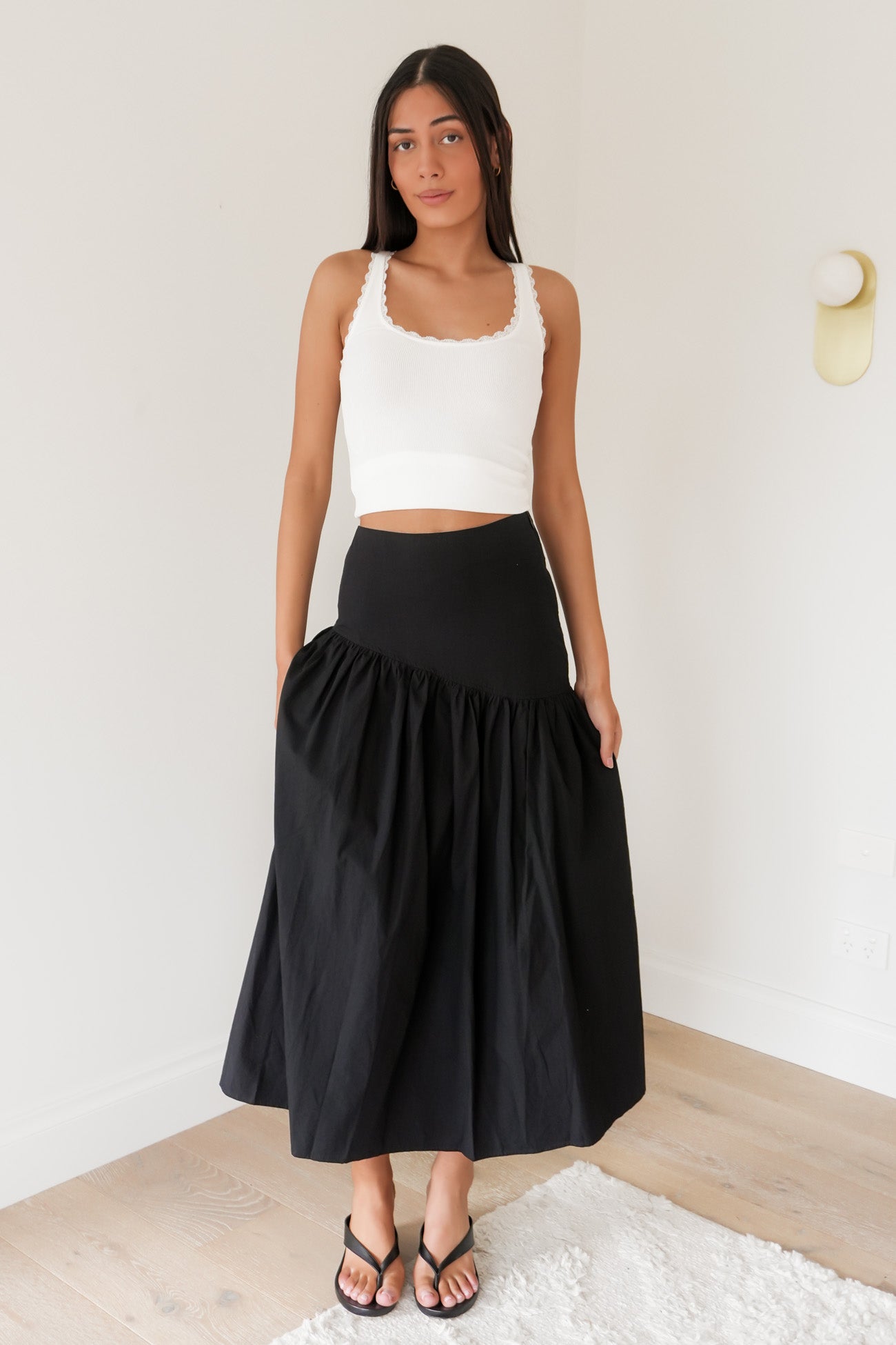 Essential Asym Maxi Skirt Black