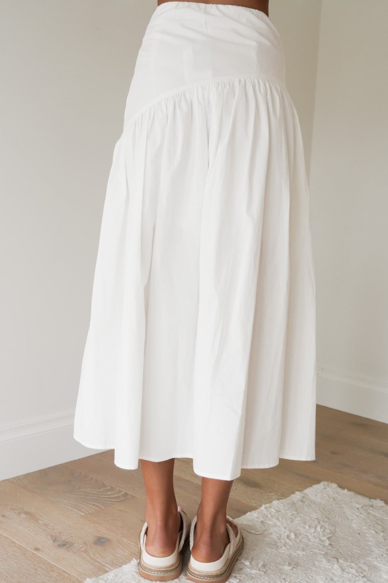 Essential Asym Maxi Skirt White