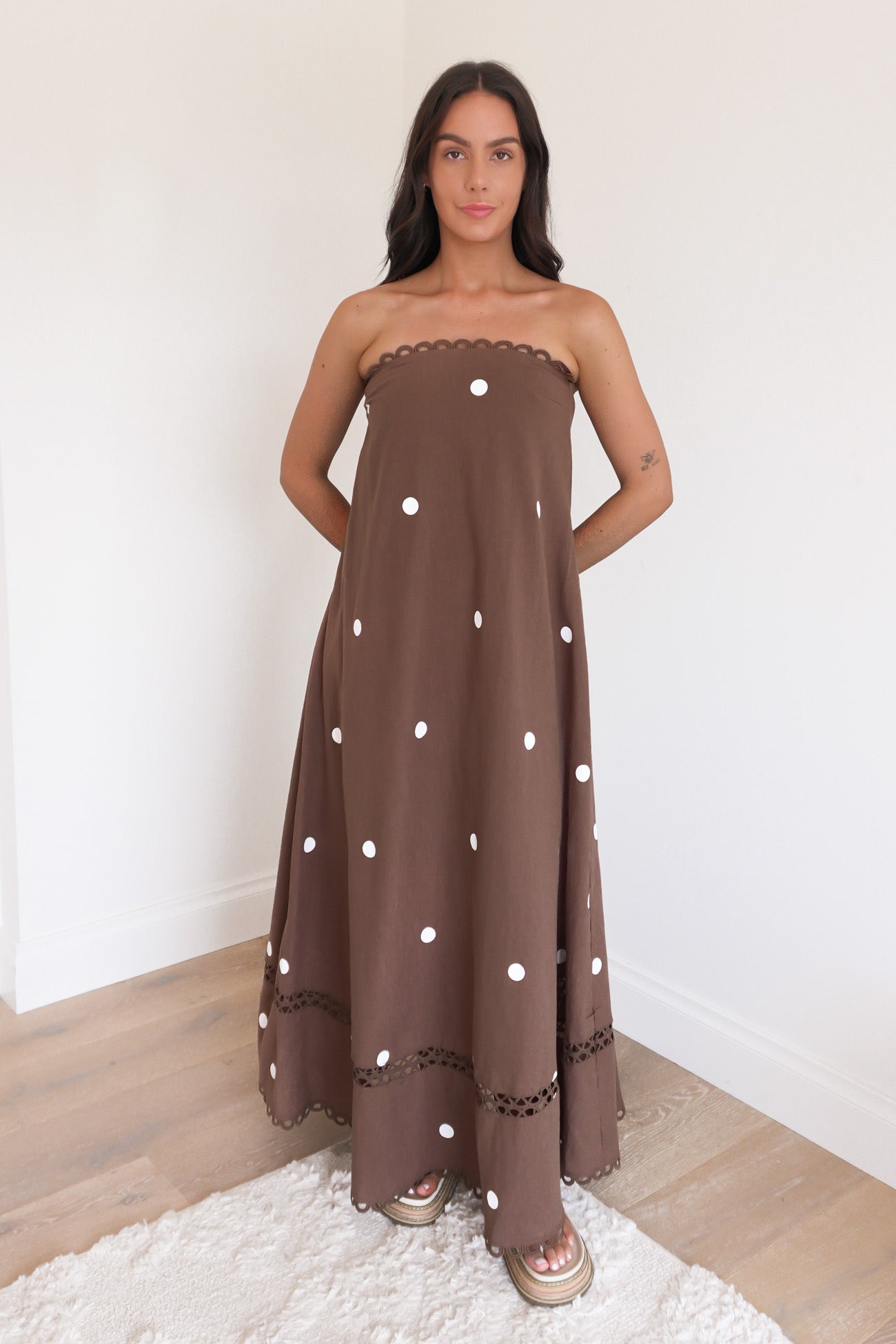 Estella Maxi Dress Chocolate Polka Dot