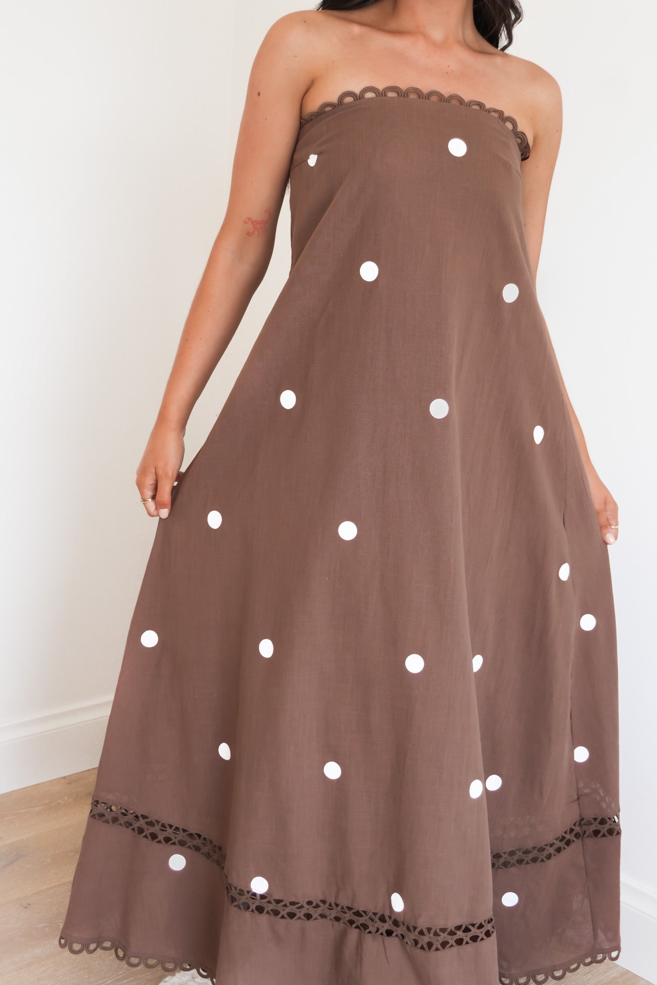 Estella Maxi Dress Chocolate Polka Dot