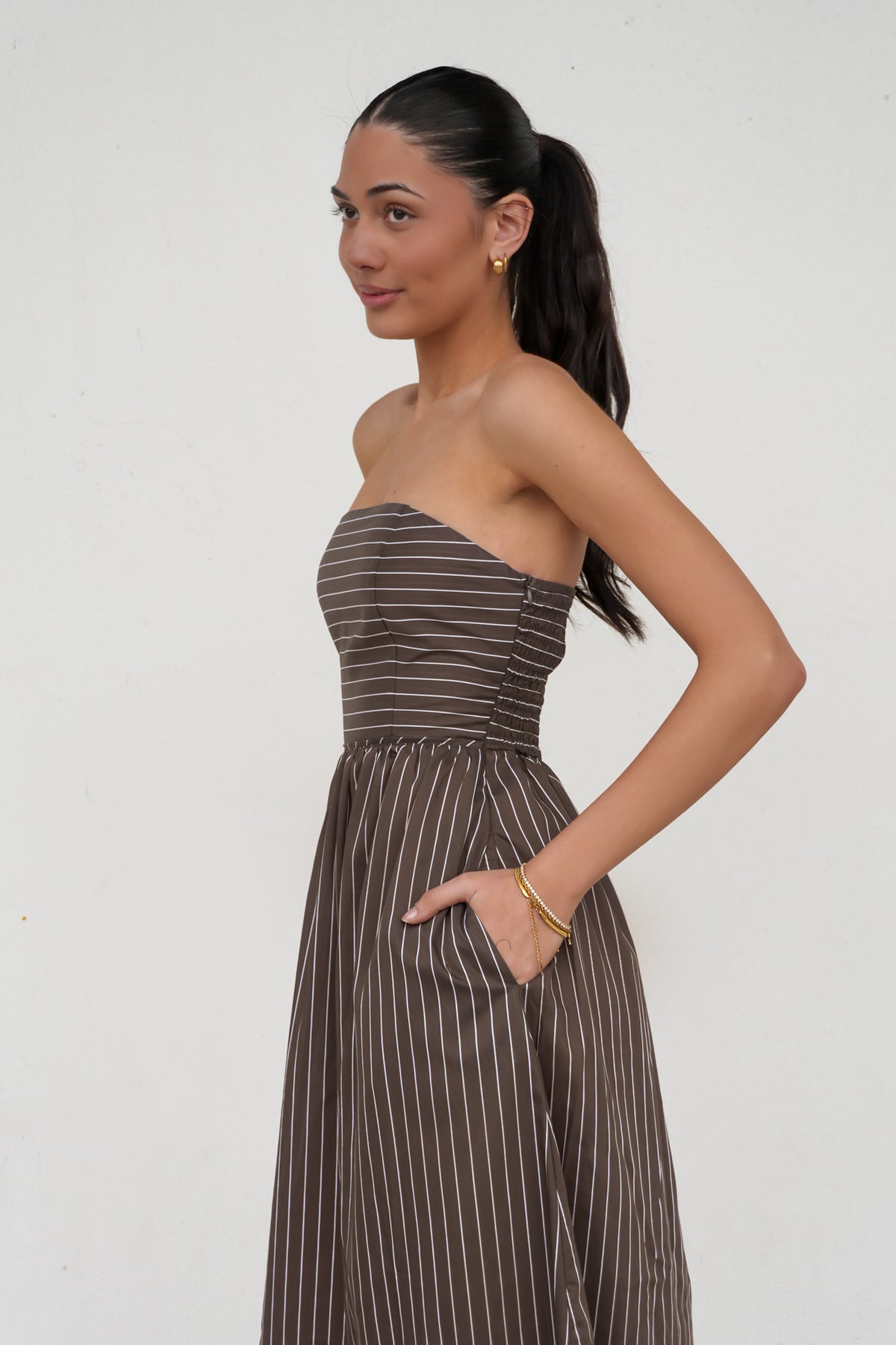 Everley Strapless Dress Chocolate