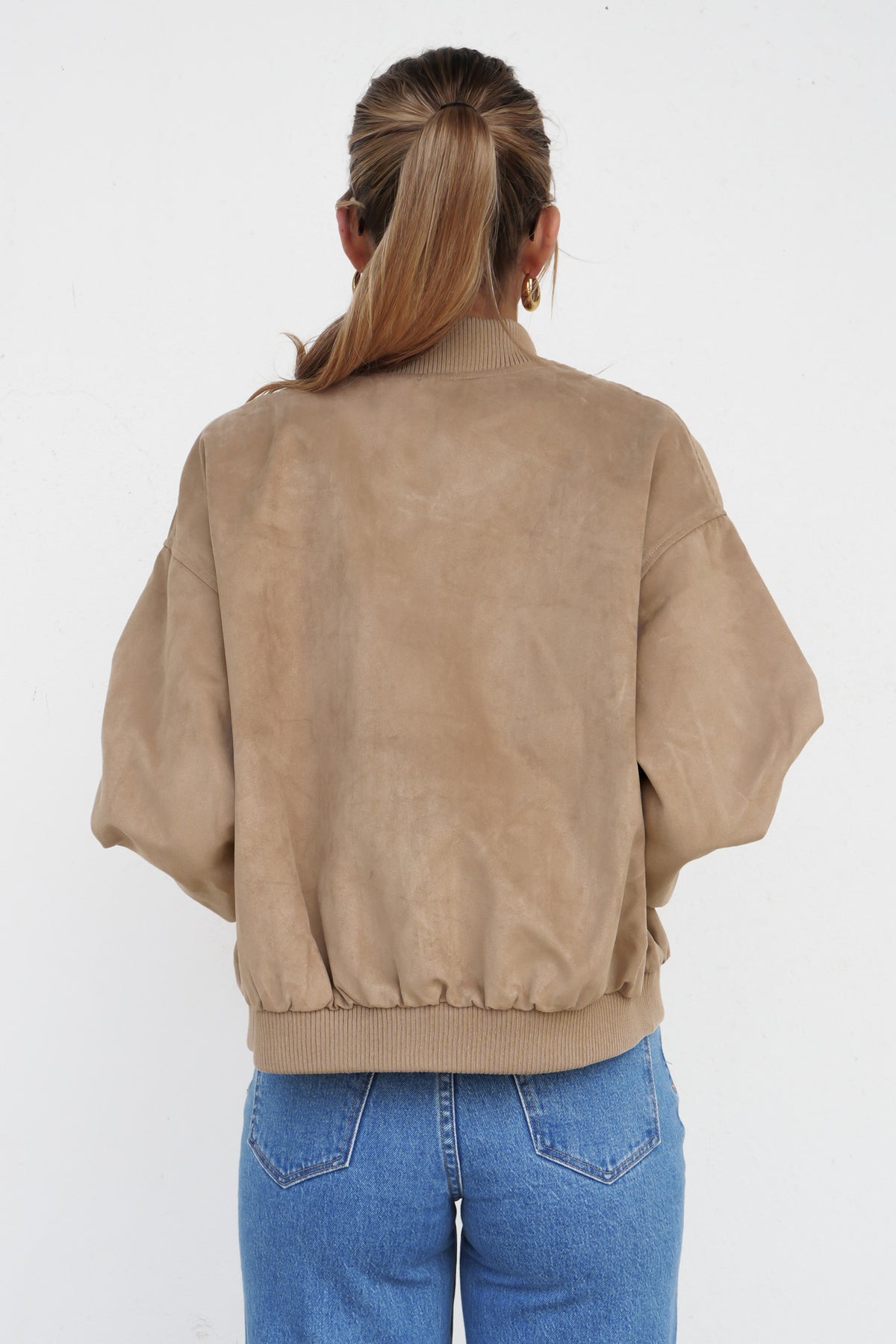 Evie Suede Bomber Sand