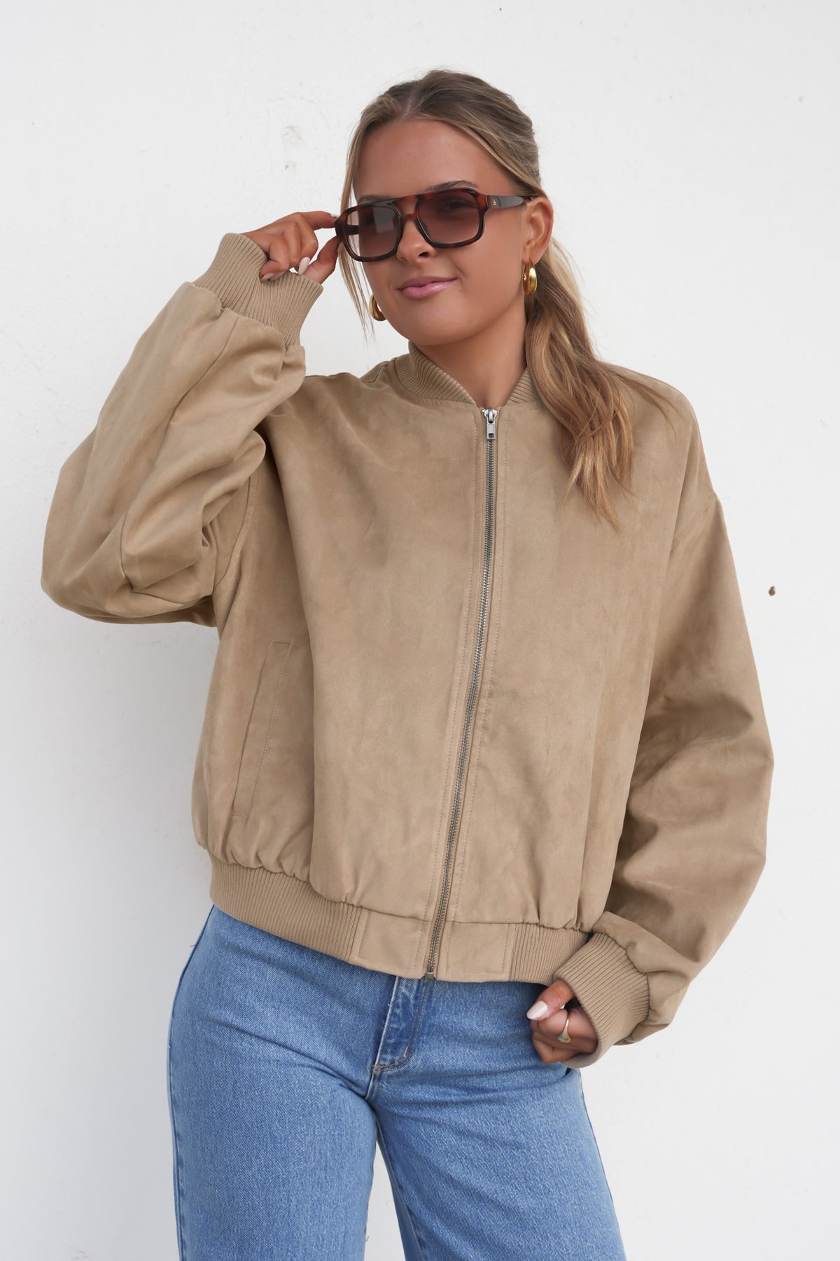 Evie Suede Bomber Sand