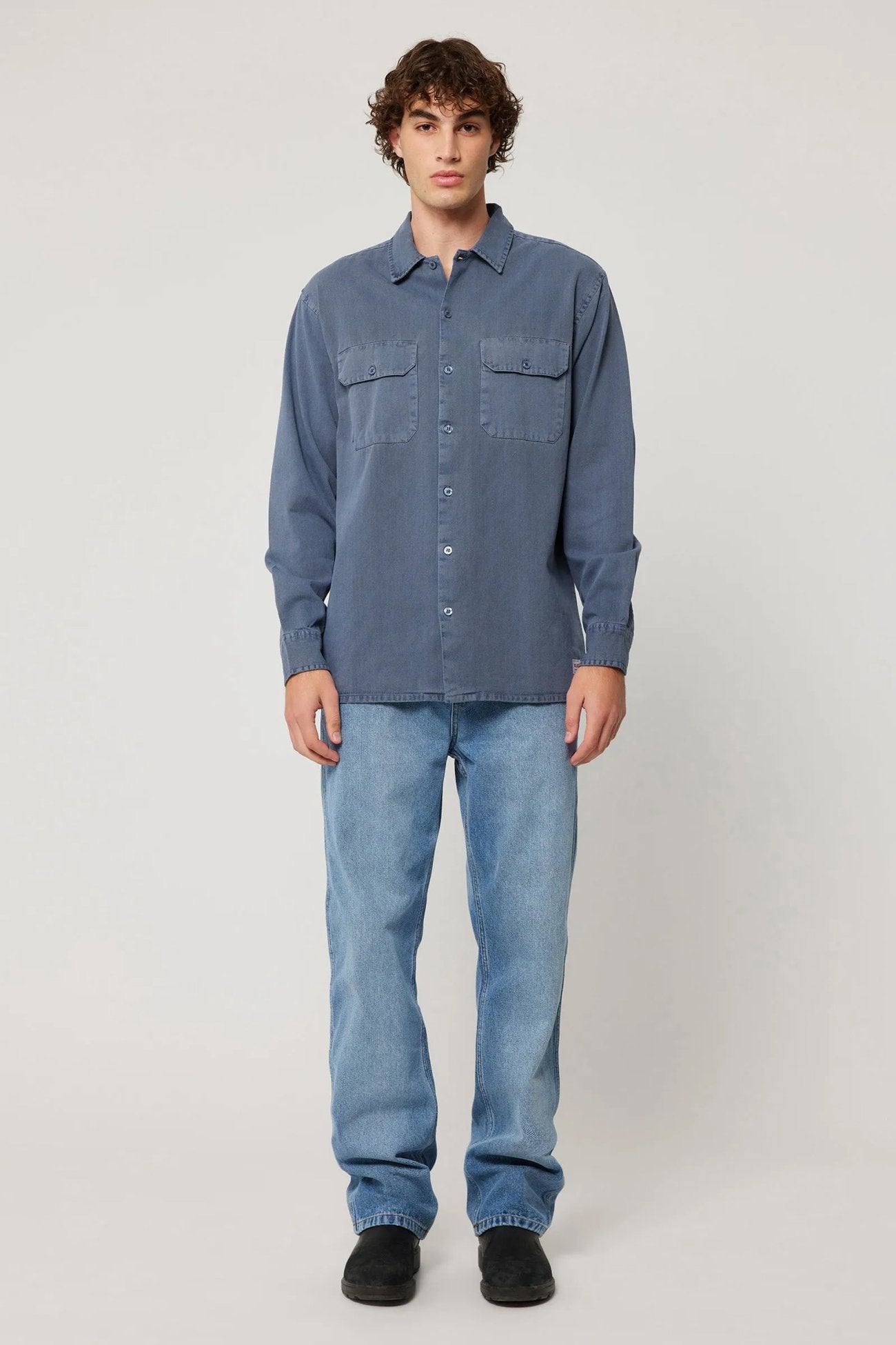 Ezy Trade Long Sleeve Shirt Washed Blue