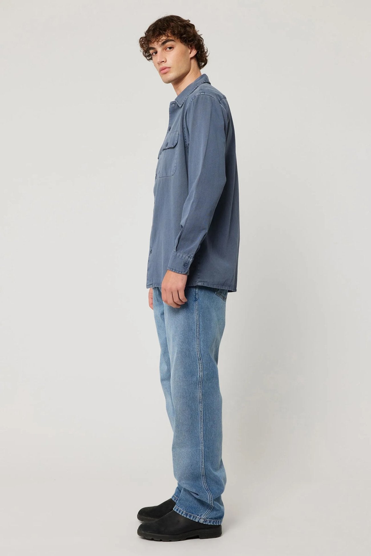 Ezy Trade Long Sleeve Shirt Washed Blue