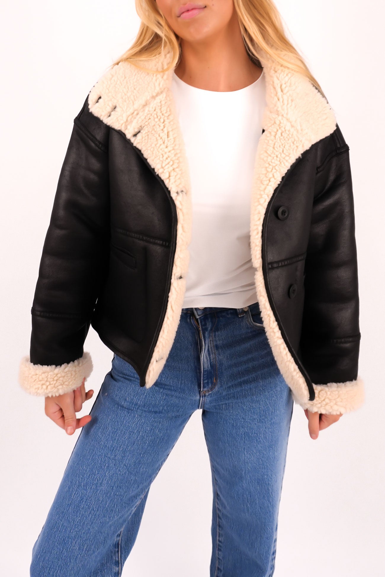 Faux Shearling Jacket Black