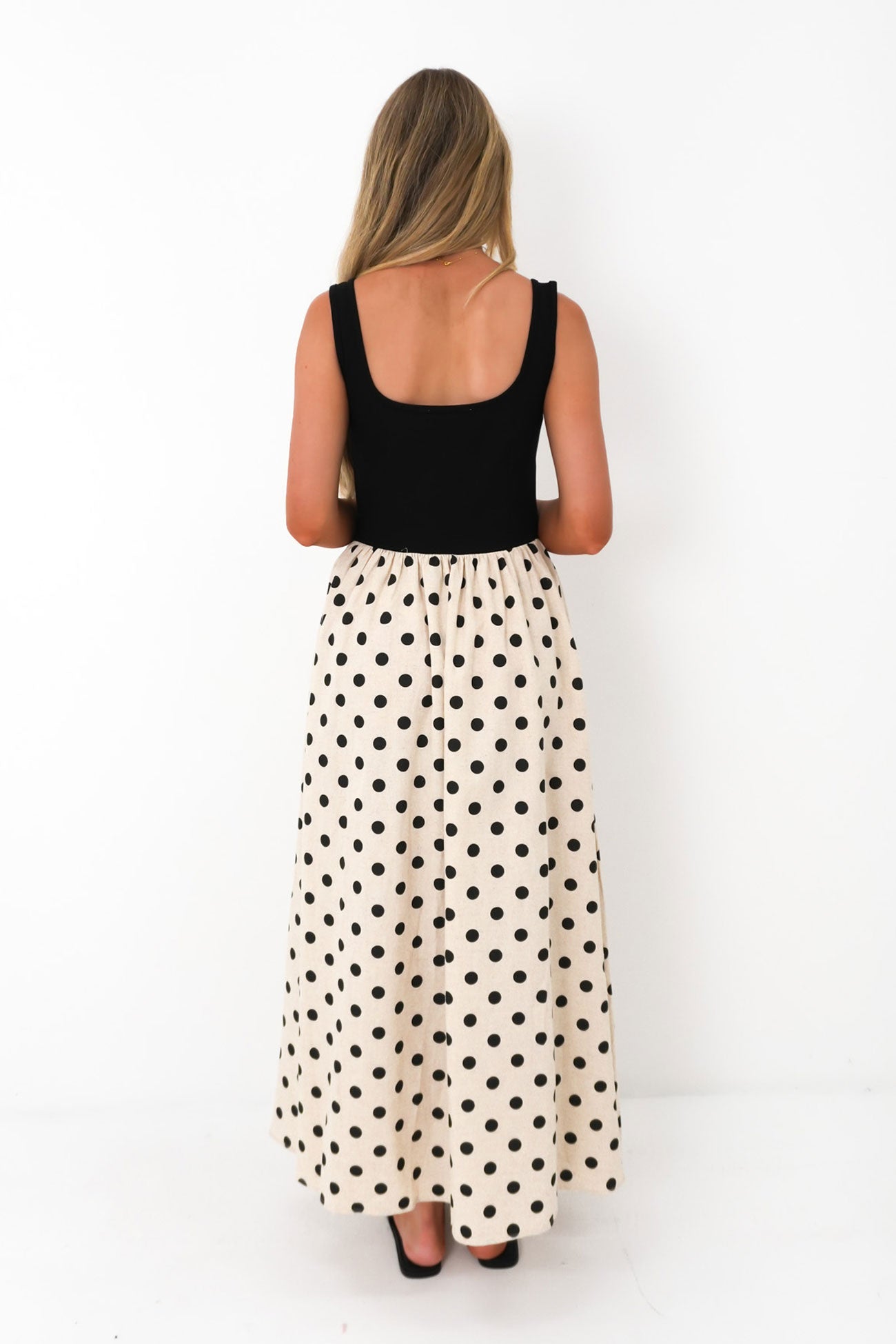 Fernley Maxi Dress Black Oat Dot