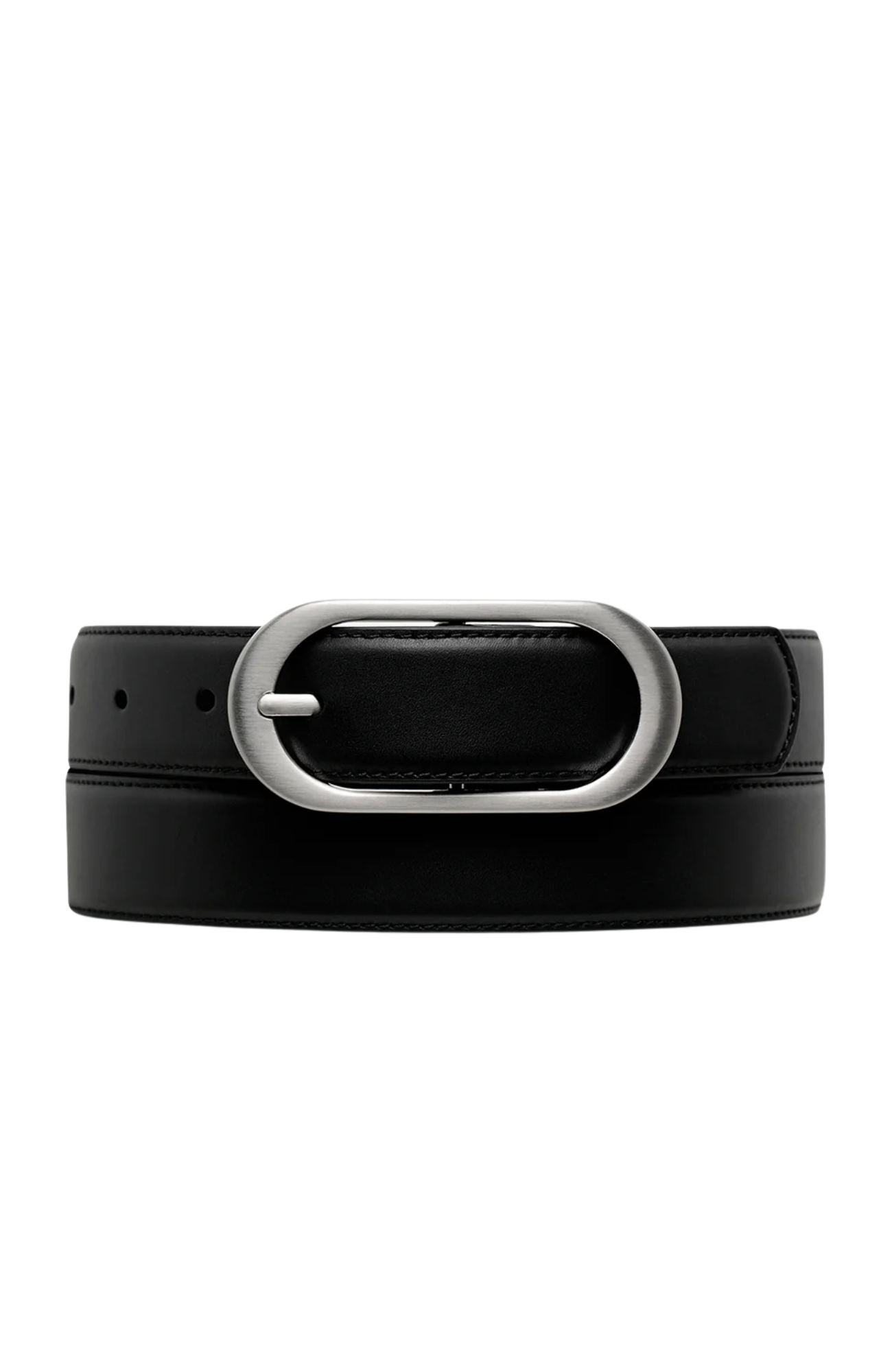 Final Loop Belt Black Nappa Silver