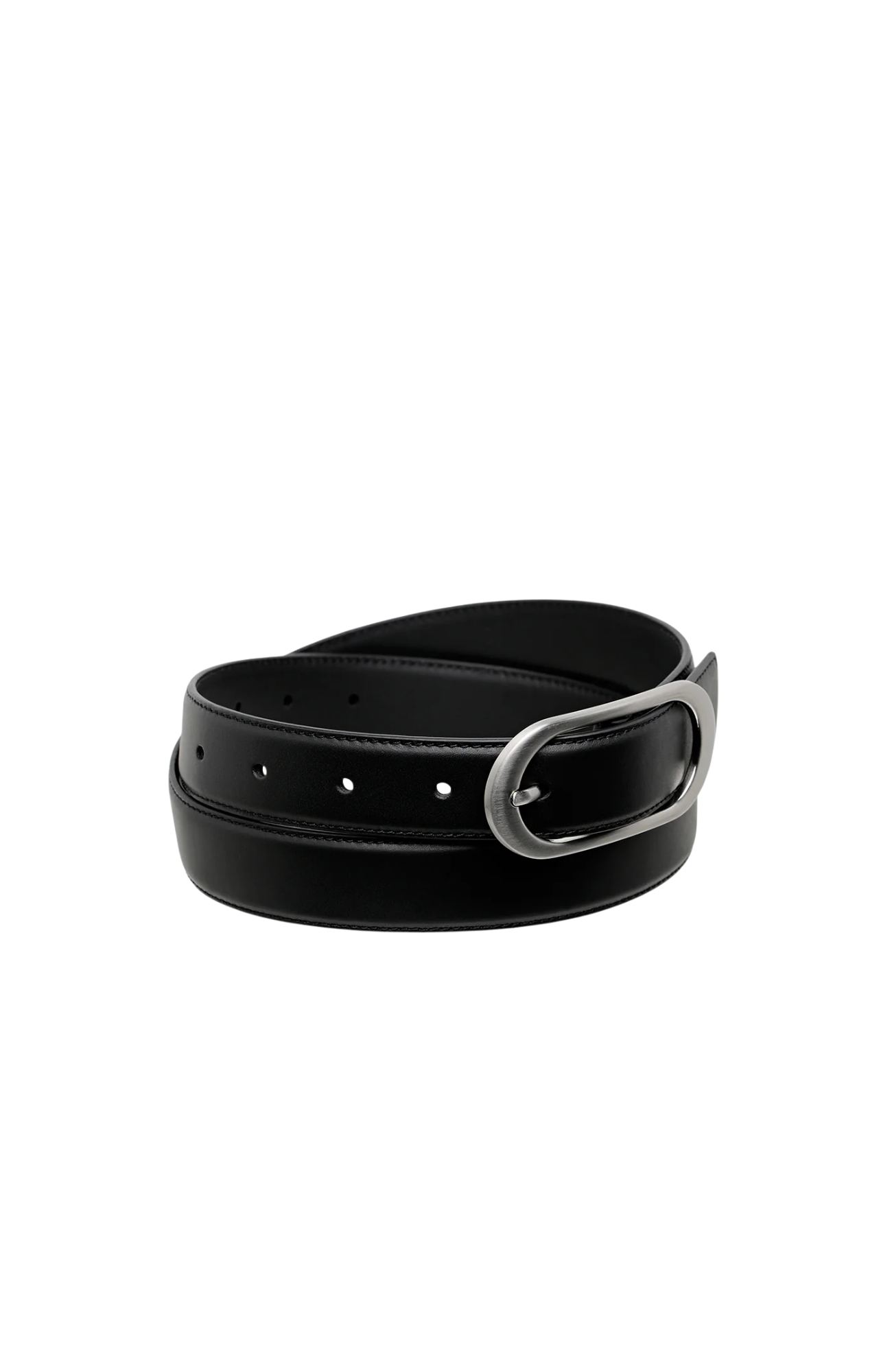Final Loop Belt Black Nappa Silver