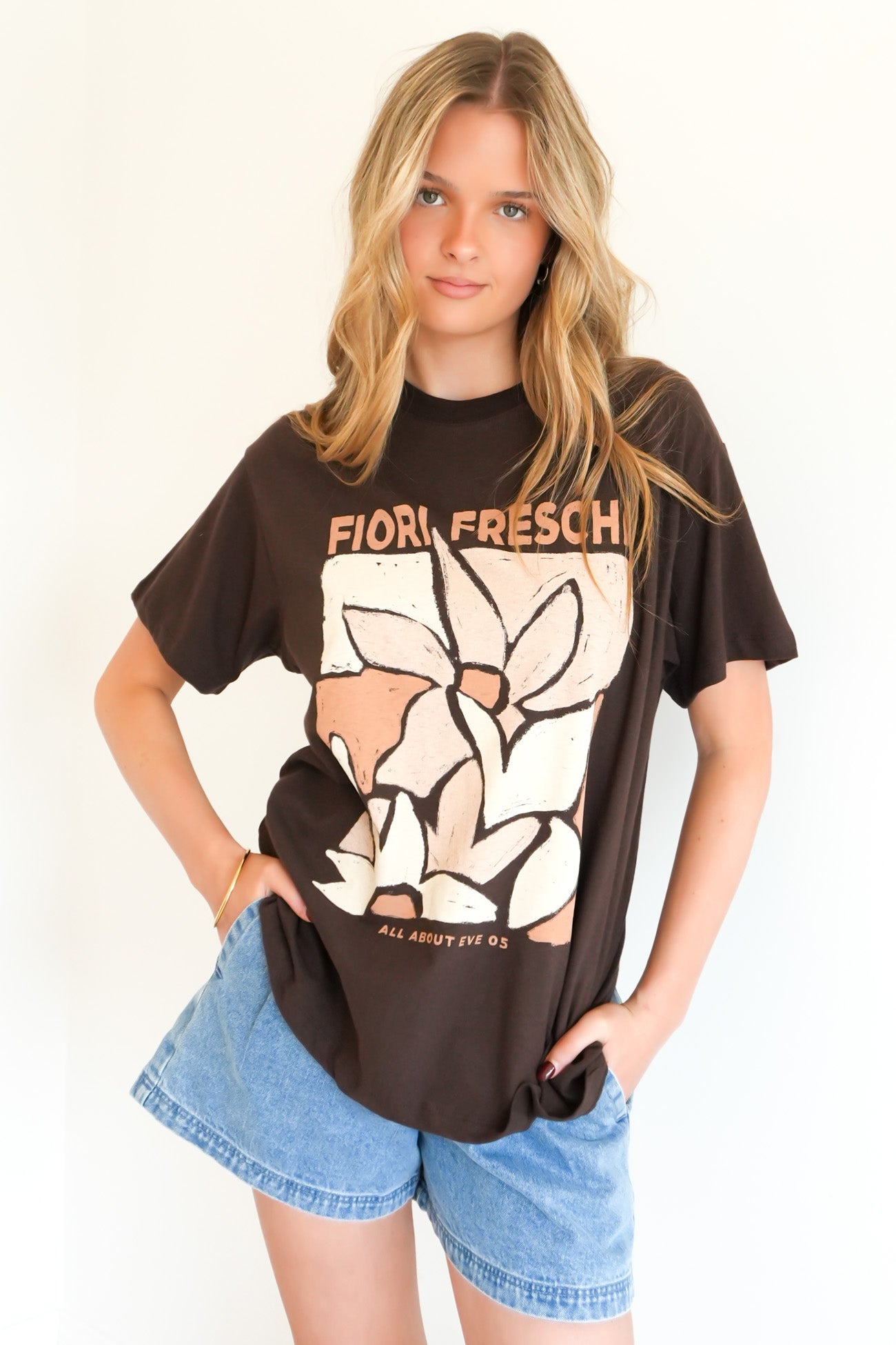 Fiori Freschi Relaxed Tee Brown