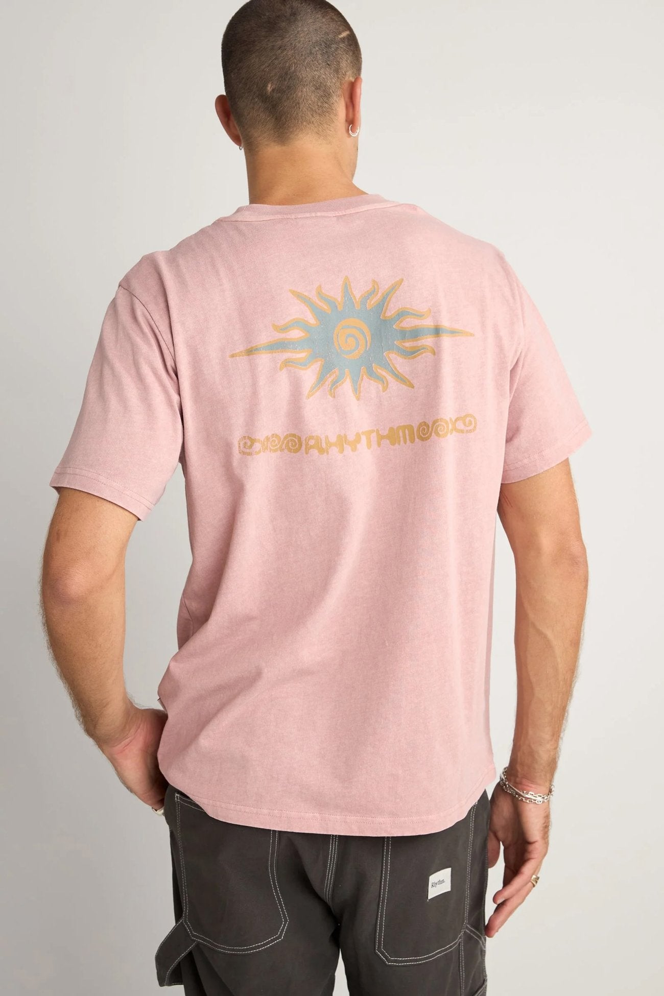 Flame Printed Vintage Short Sleeve T-Shirt Mauve