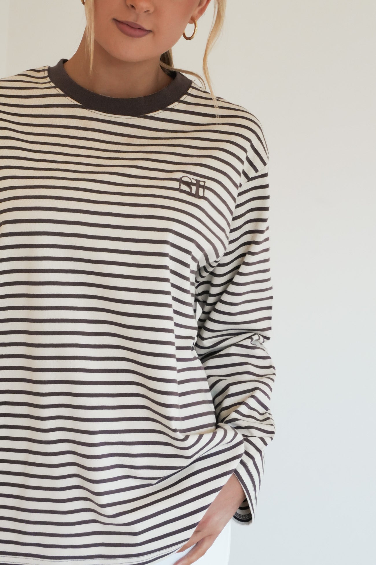 Foundation Stripe Long Sleeve Tee Chocolate