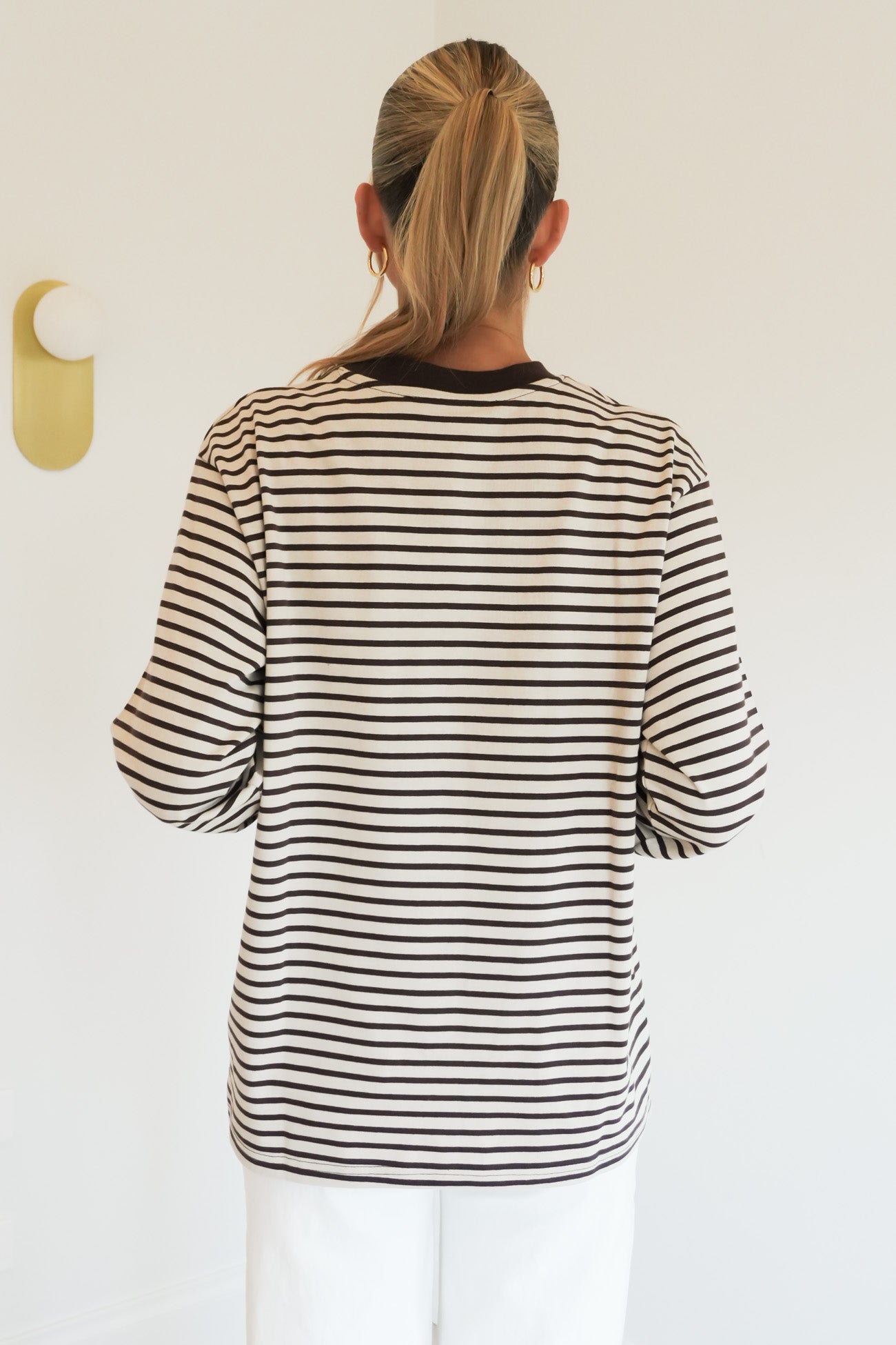 Foundation Stripe Long Sleeve Tee Chocolate