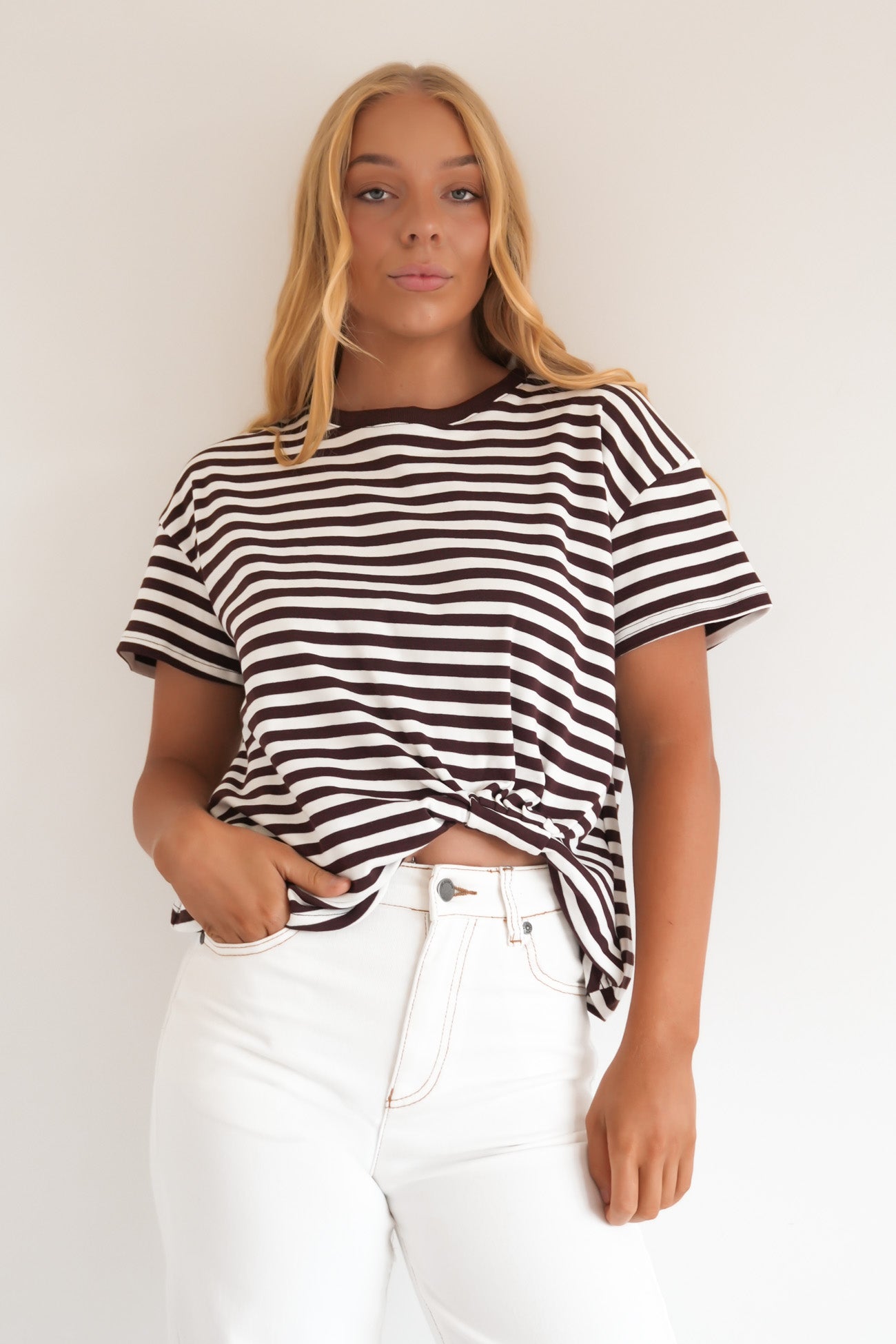 Franco Stripe Tee Chocolate
