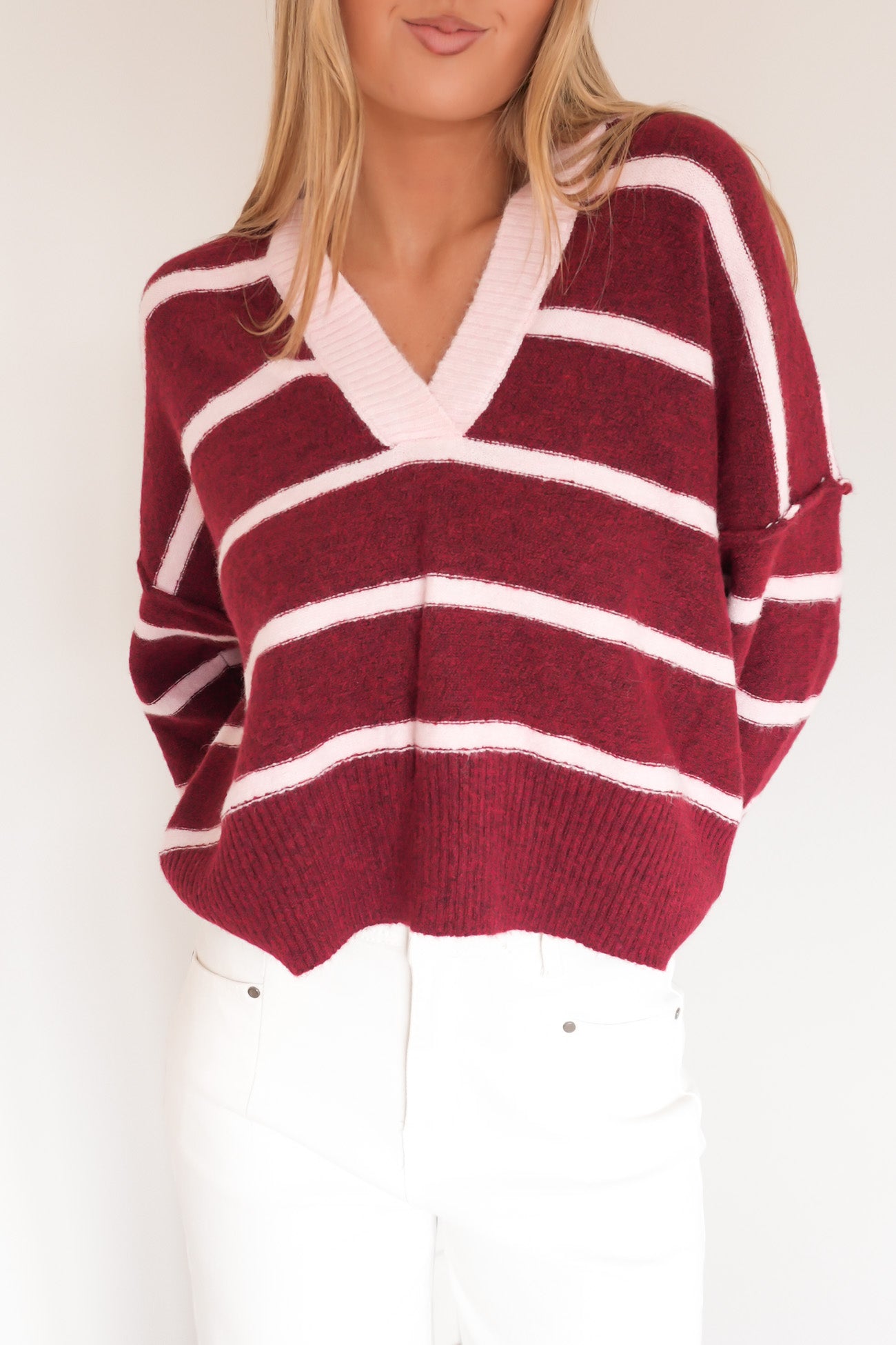 Francoise Rugby Knit Jumper Merlot Stripe