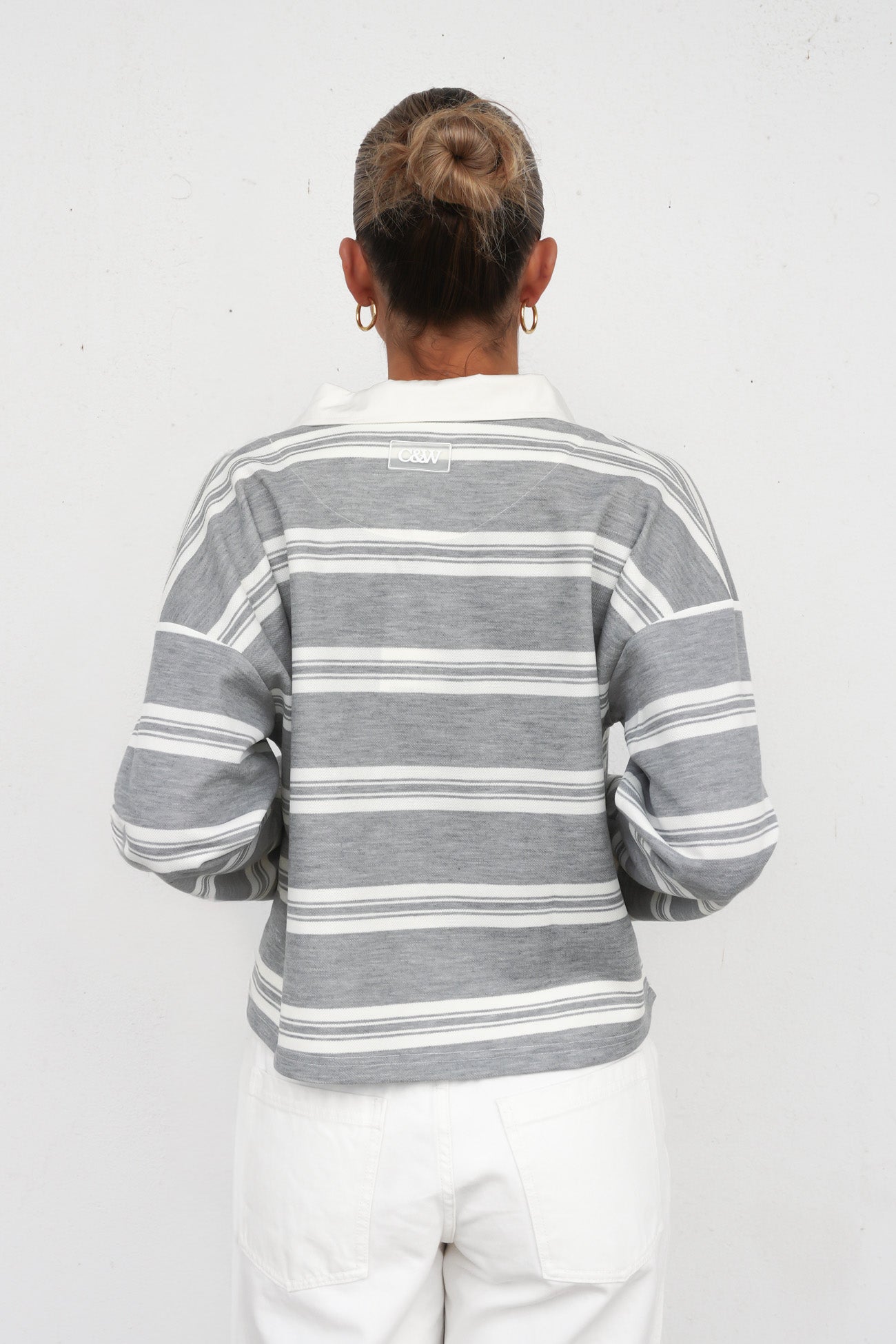 Freddie Rugby Top Grey Marle Stripe