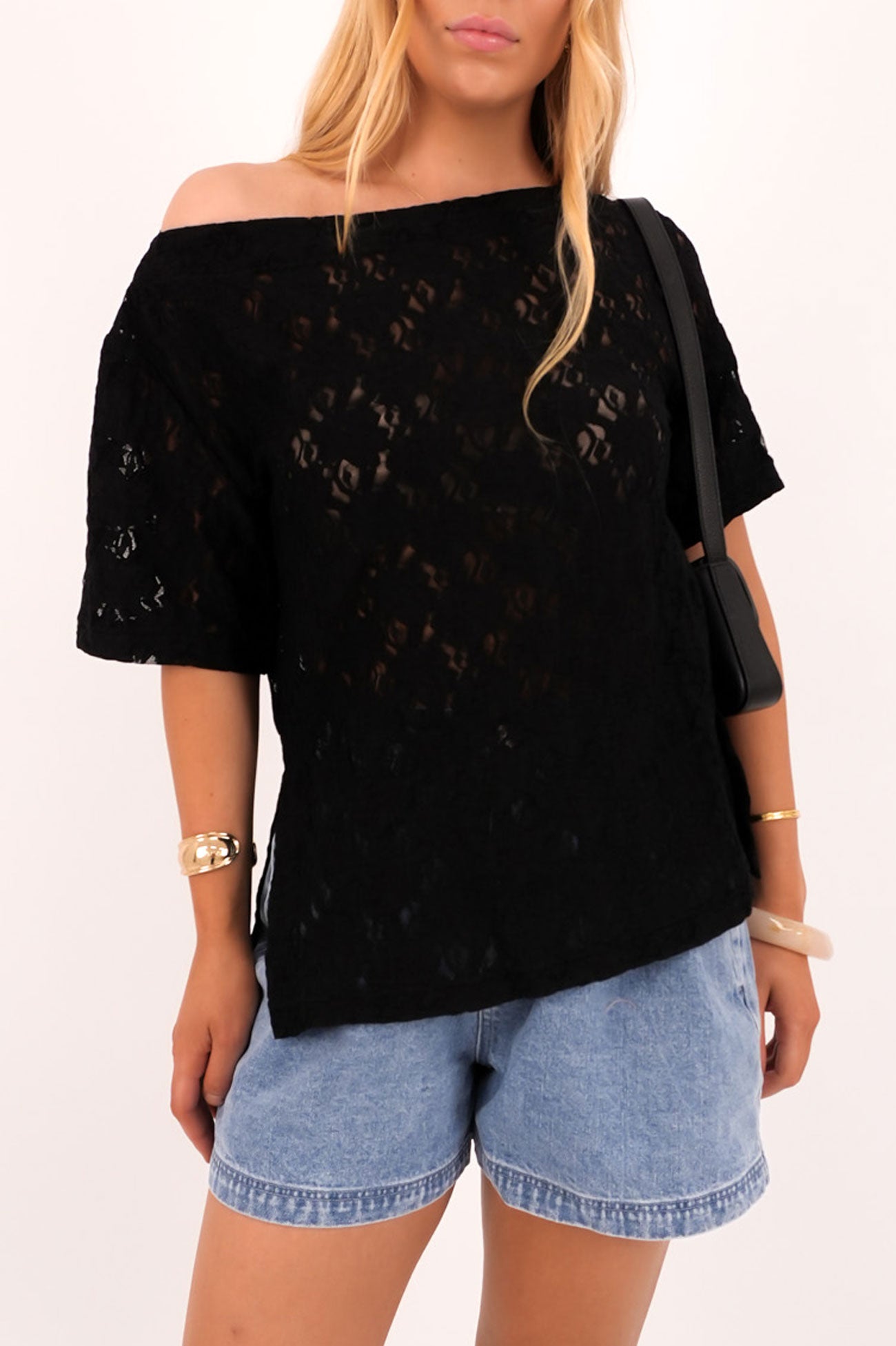 Giorgia Lace Tee Black