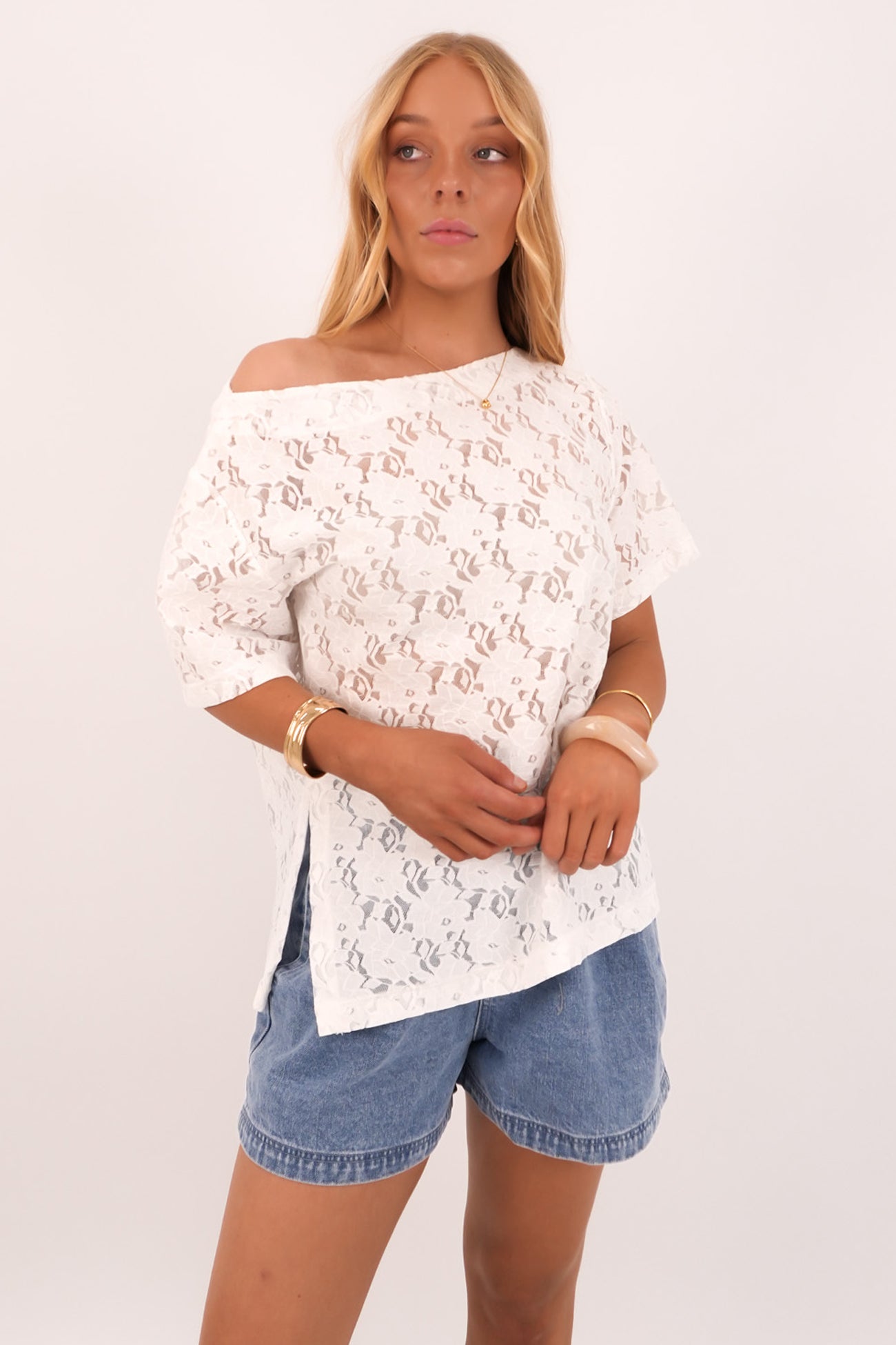 Giorgia Lace Tee White