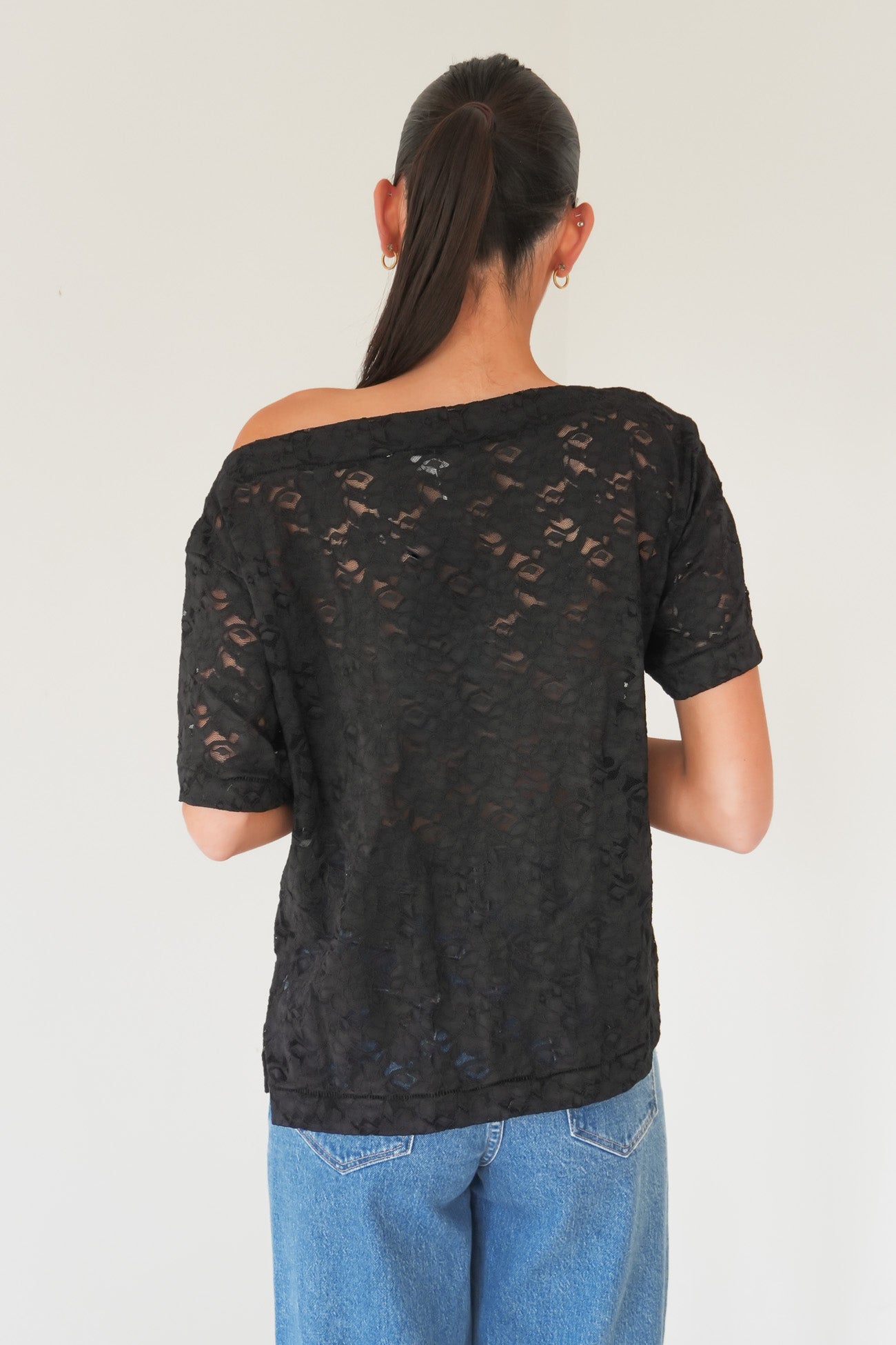 Giorgia Lace Tee Black