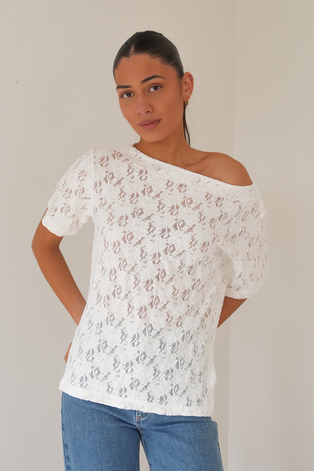 Giorgia Lace Tee White