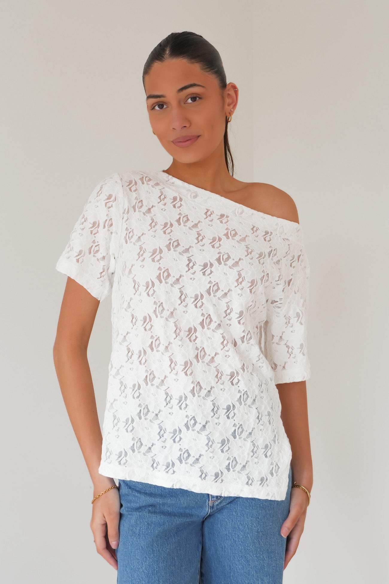 Giorgia Lace Tee White